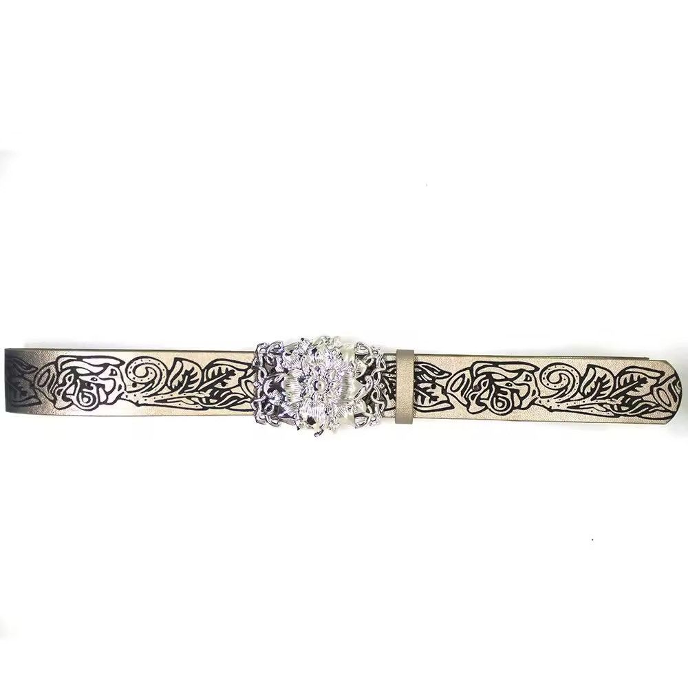 Other Embossed Flower Pattern Buckle Belt Size ONE SIZE - 4 Thumbnail