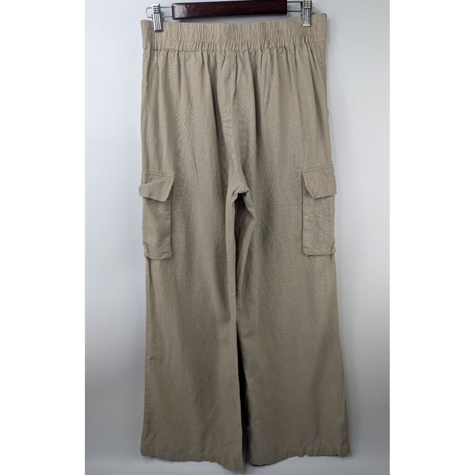 Vintage Tahari Women's Pants Beige Linen Blend Wide-Leg Cargo Size S Regular Coastal Vintage No Size 28" / US 6 / IT 42 - 5 Thumbnail