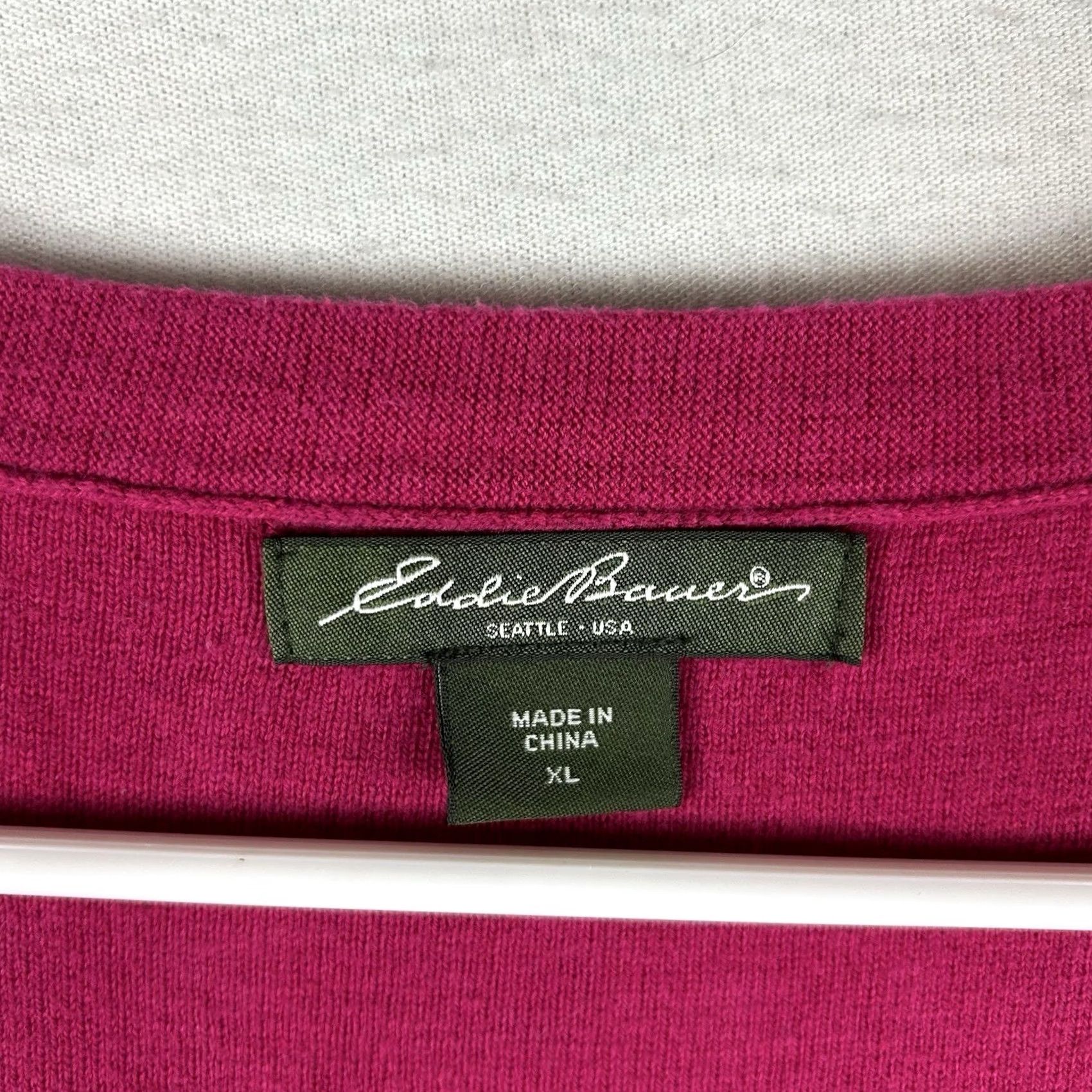 Eddie Bauer Eddie Bauer Scoop Neck Lightweight Sweater Womens XL Hot Pink Long Sleeve Top Size XL / US 12-14 / IT 48-50 - 3 Thumbnail
