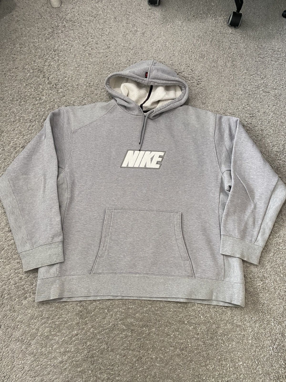 Nike × Vintage Nike Spell out Hoodie boxy fit XL silver tag 00s vintage y2k Size US XL / EU 56 / 4 - 17 Thumbnail