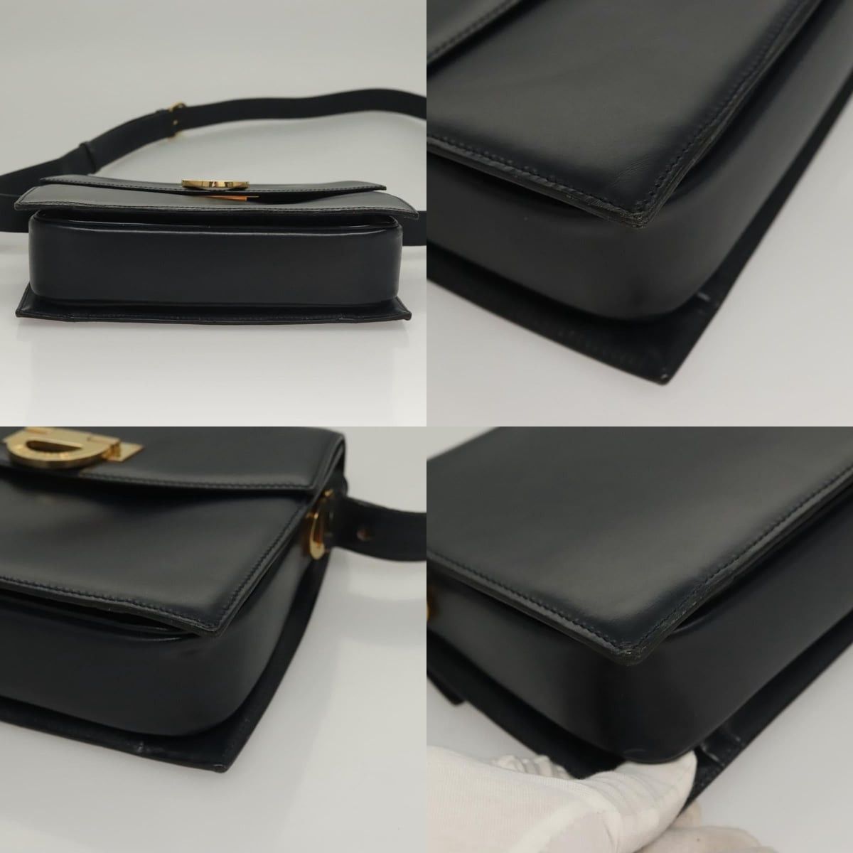 Celine CELINE Shoulder Bag Leather Navy Gold Size ONE SIZE - 10 Thumbnail