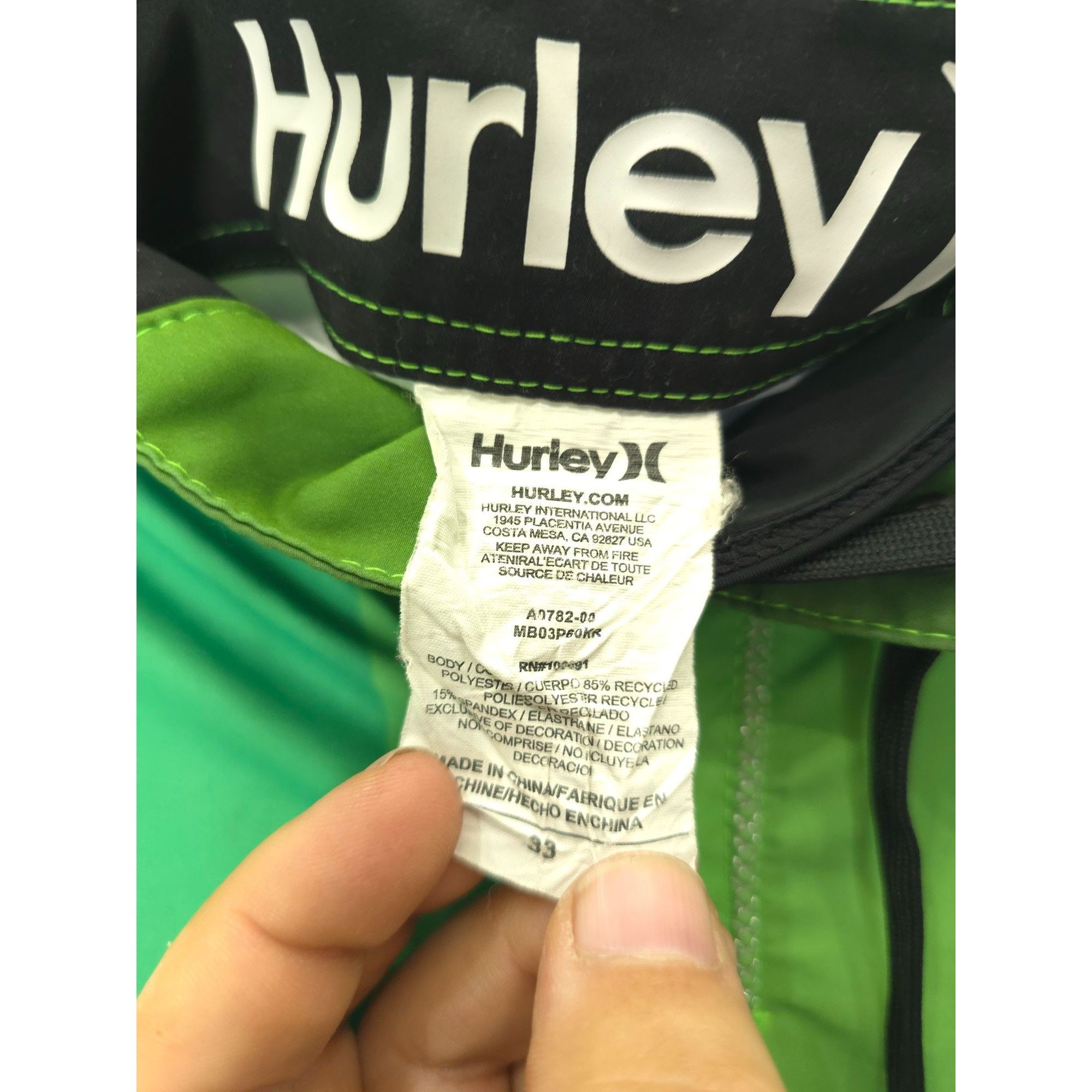 Hurley Hurley Phantom Mens Board Shorts 32 Green Plaid Drawstring S Size US 32 / EU 48 - 3 Thumbnail