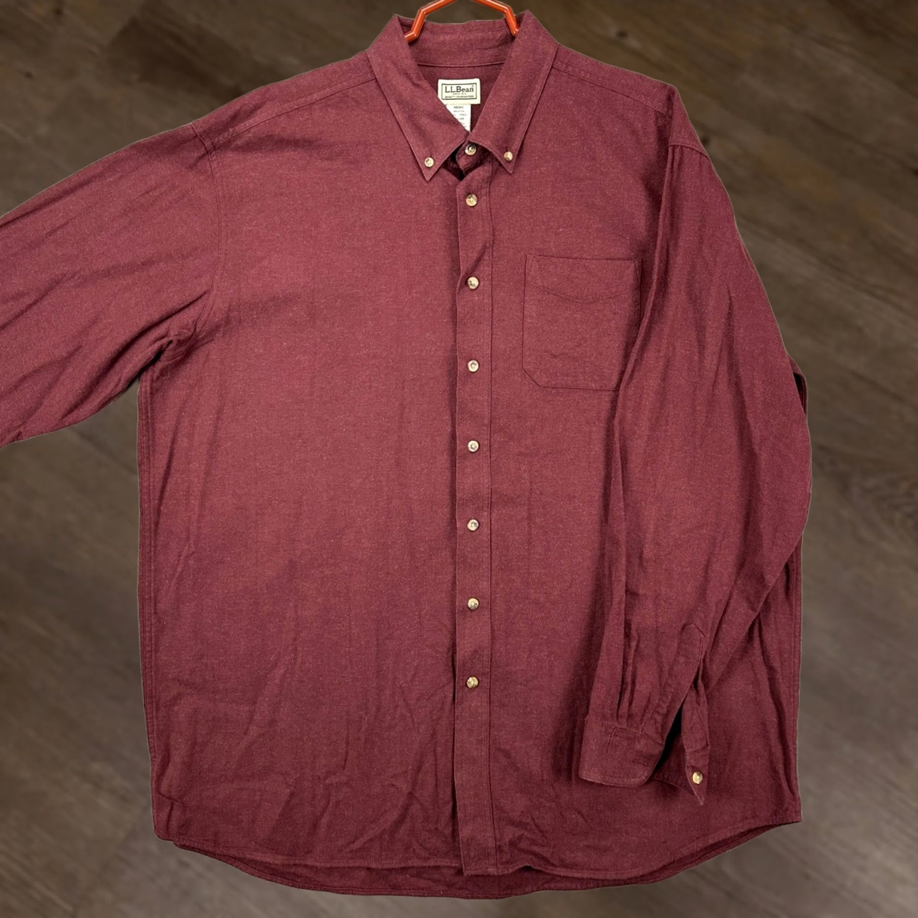 Vintage L.L. Bean Shirt Thick Flannel Men 2XL Tall Maroon Pocket Button Down Long Sleeve Shirt Mens 2XLT Red Pocket Button-Down Flannel 100% Cotton Size US XXL / EU 58 / 5 - 1 Thumbnail