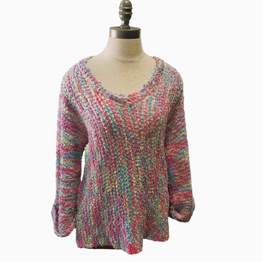 Designer CT768 Ethyl Ladies Pink, Blue & White Long Sleeve Sweater Size L / US 10 / IT 46 - 1 Thumbnail