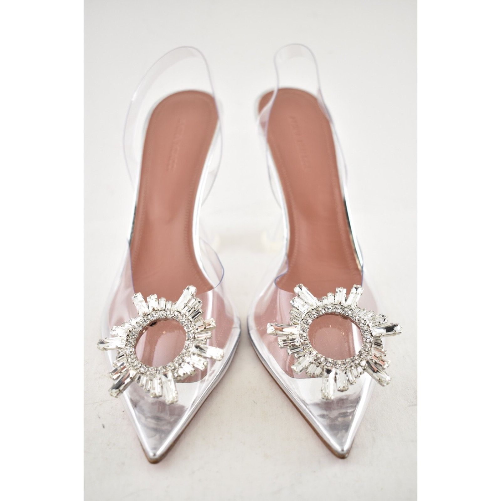 Amina Muaddi Begum Glass PVC Crystal Slingback Sandal Heel Pump 39.5 Size US 9.5 / IT 39.5 - 13 Thumbnail
