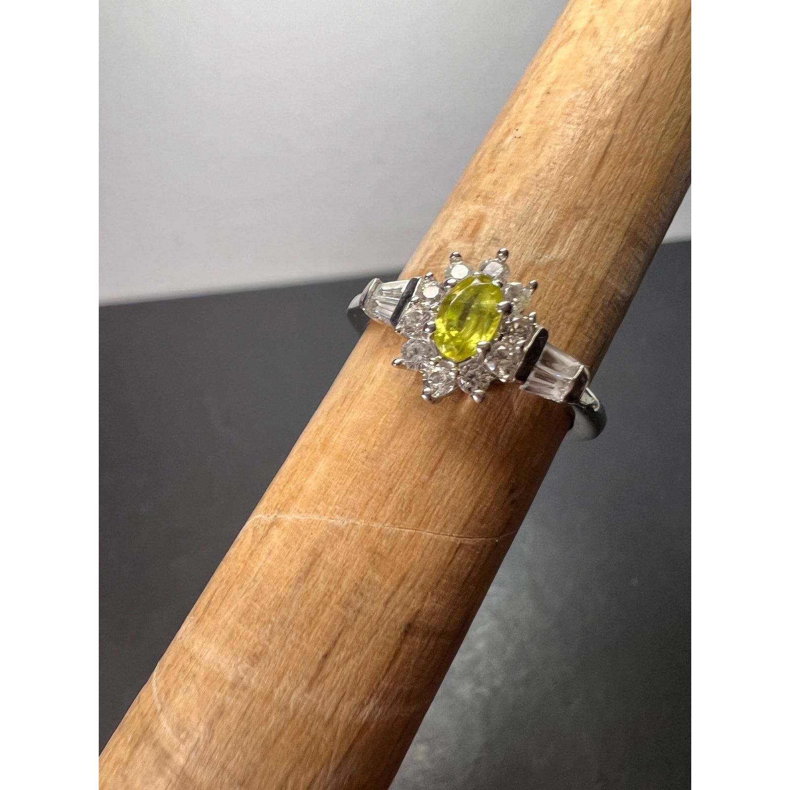 Other NEW Sphene halo ring in rhodium over sterling silver size 5 Size ONE SIZE - 7 Thumbnail