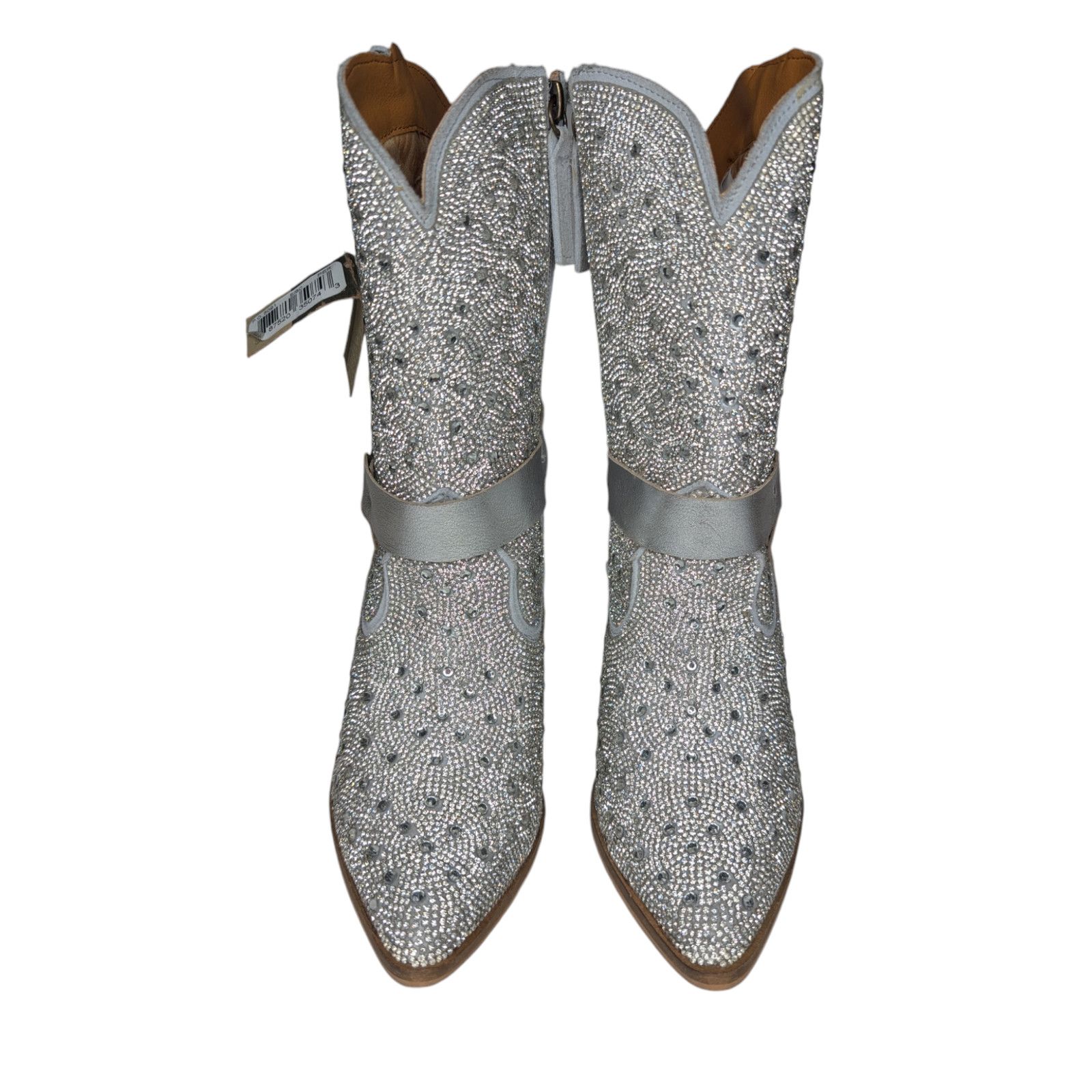 Dingo1969 Dingo Crown Jewel Silver Rhinestone Leather Harness Booties Size US 9.5 / IT 39.5 - 4 Thumbnail