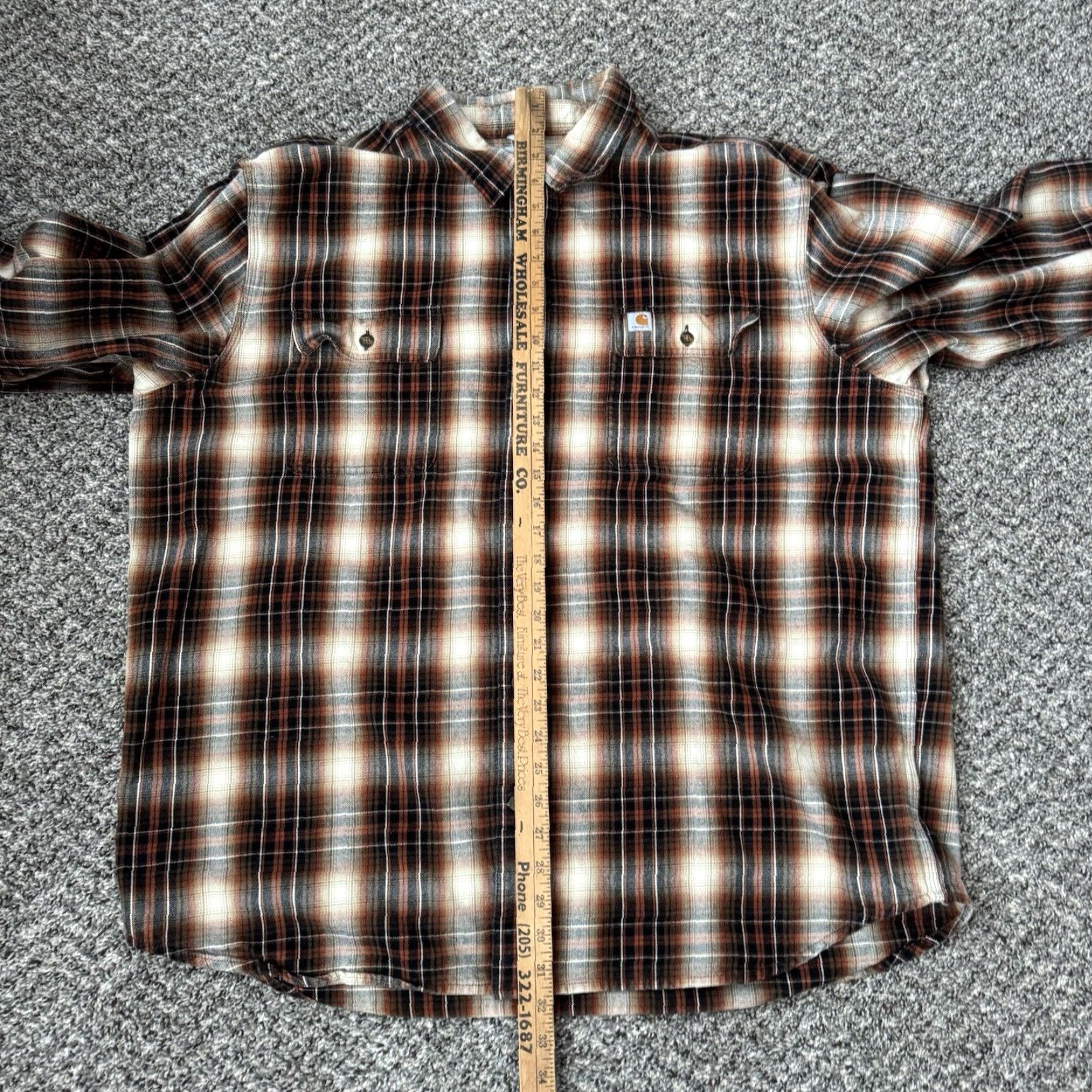 VINTAGE Carhartt Flannel Shirt Mens XXL Orange Plaid Soft Relaxed Fit