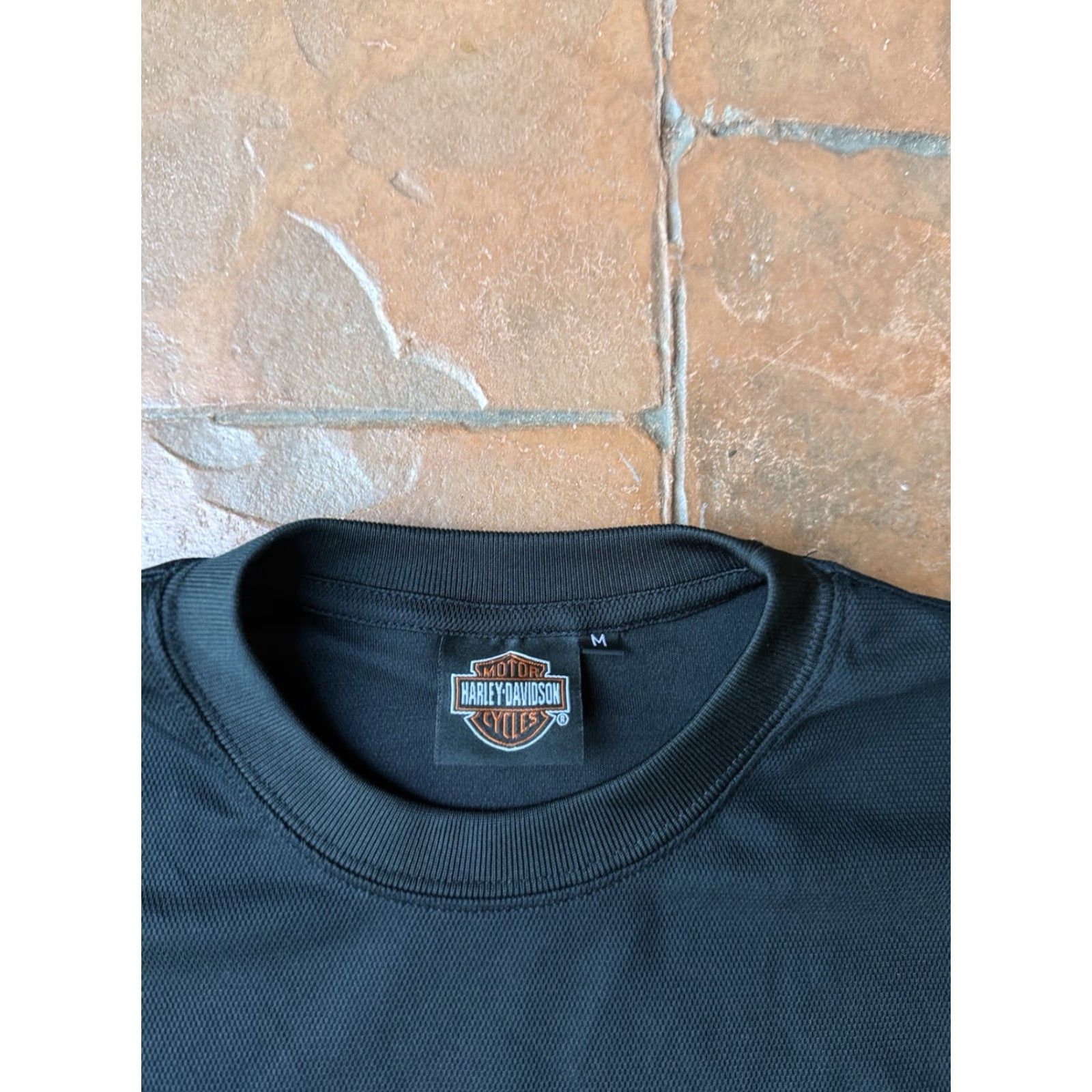 Harley Davidson Harley-Davidson T-Shirt Motorcycle Short Sleeve Crew Neck Black 100% Polyester Medium Mens Graphic Print Dri Fit Back Logo Size US M / EU 48-50 / 2 - 3 Thumbnail