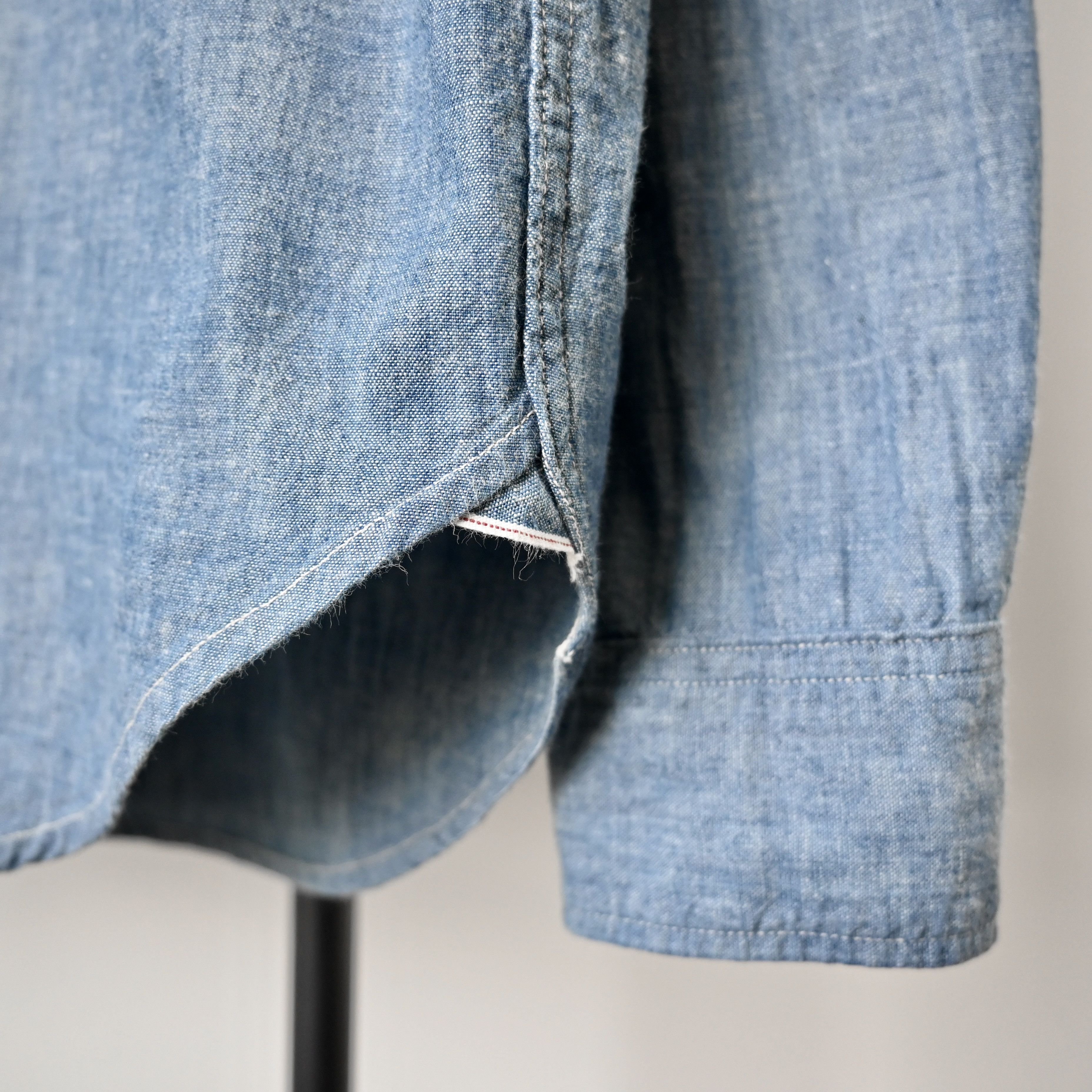 FOB Factory chambray band collar work shirt, made in Japan