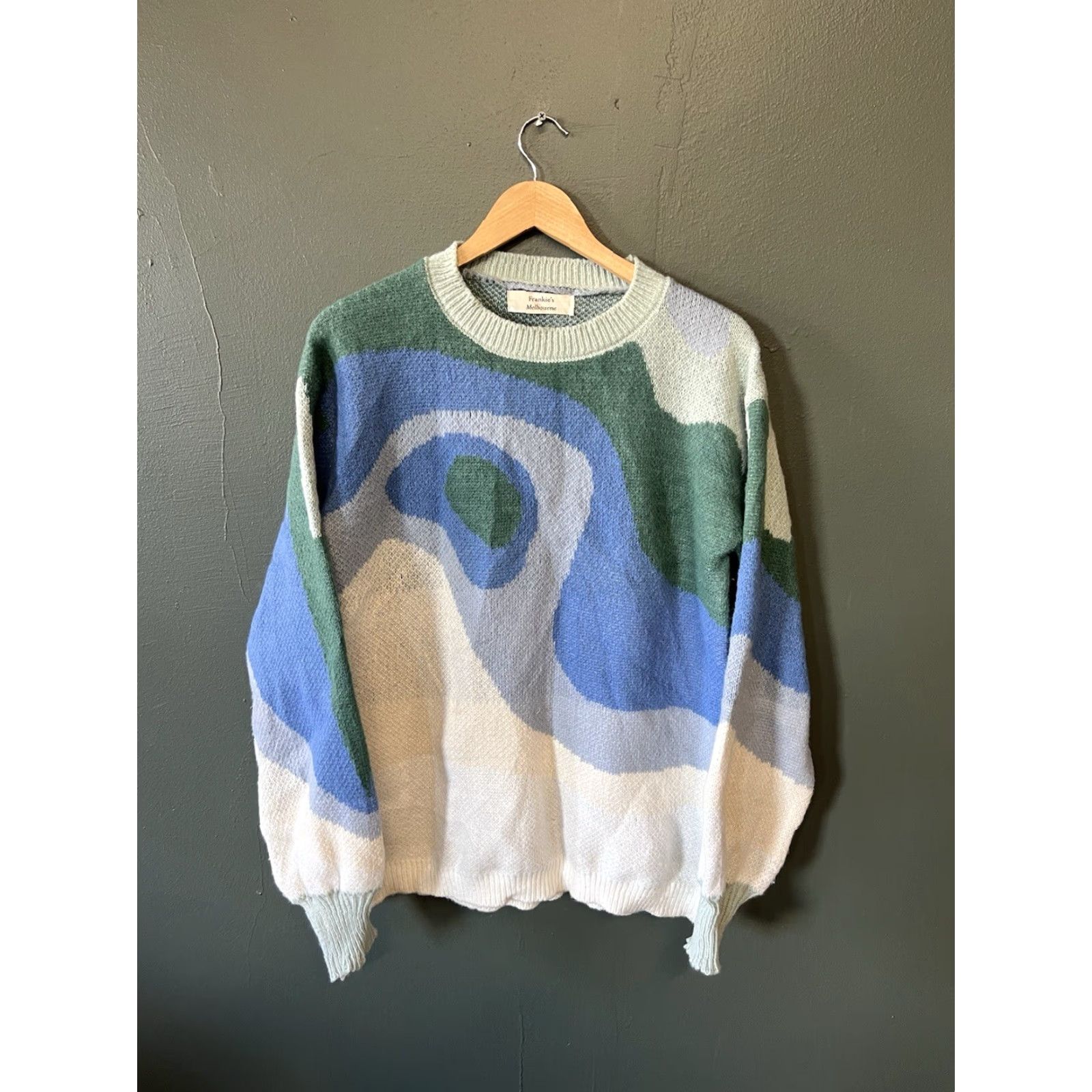 Vintage Frankies Melbourne Womens Blue Knit Long Sleeve Pullover Sweatshirt Size Large Size L / US 10 / IT 46 - 2 Thumbnail