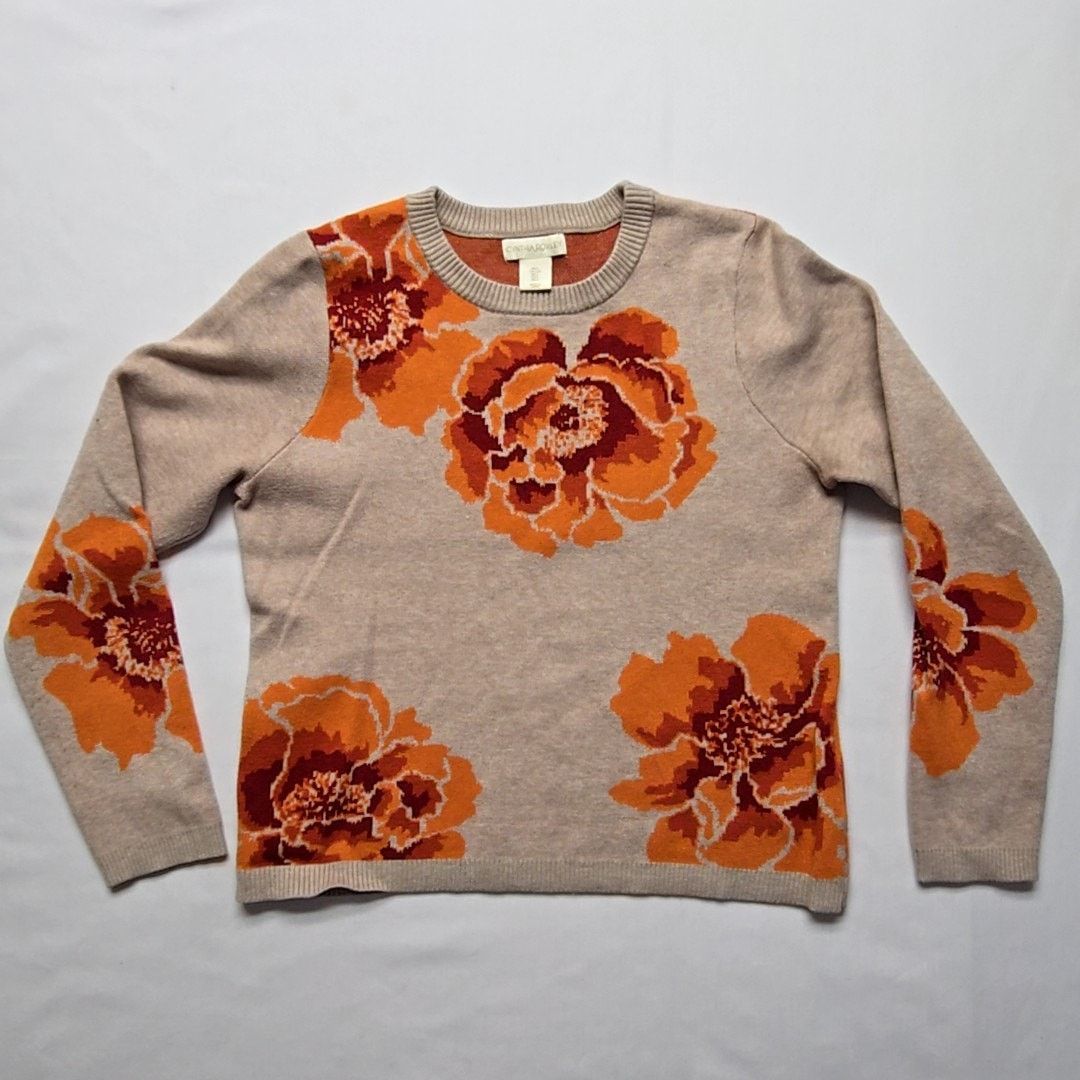 Cynthia Rowley Cynthia Rowley Floral Sweater Flower L Fall Knit Crewneck Size L / US 10 / IT 46 - 1 Thumbnail