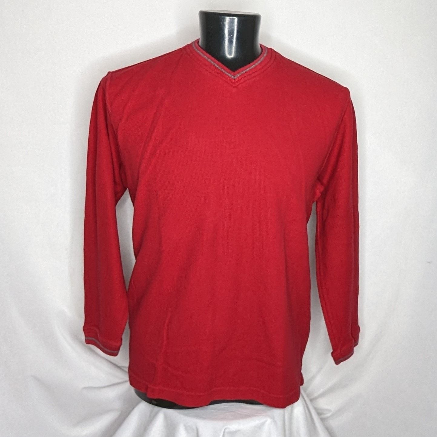 Chaps Chaps V-Neck Sweater Men's Large Red Thermal Waffle Knit Size US L / EU 52-54 / 3 - 1 Thumbnail