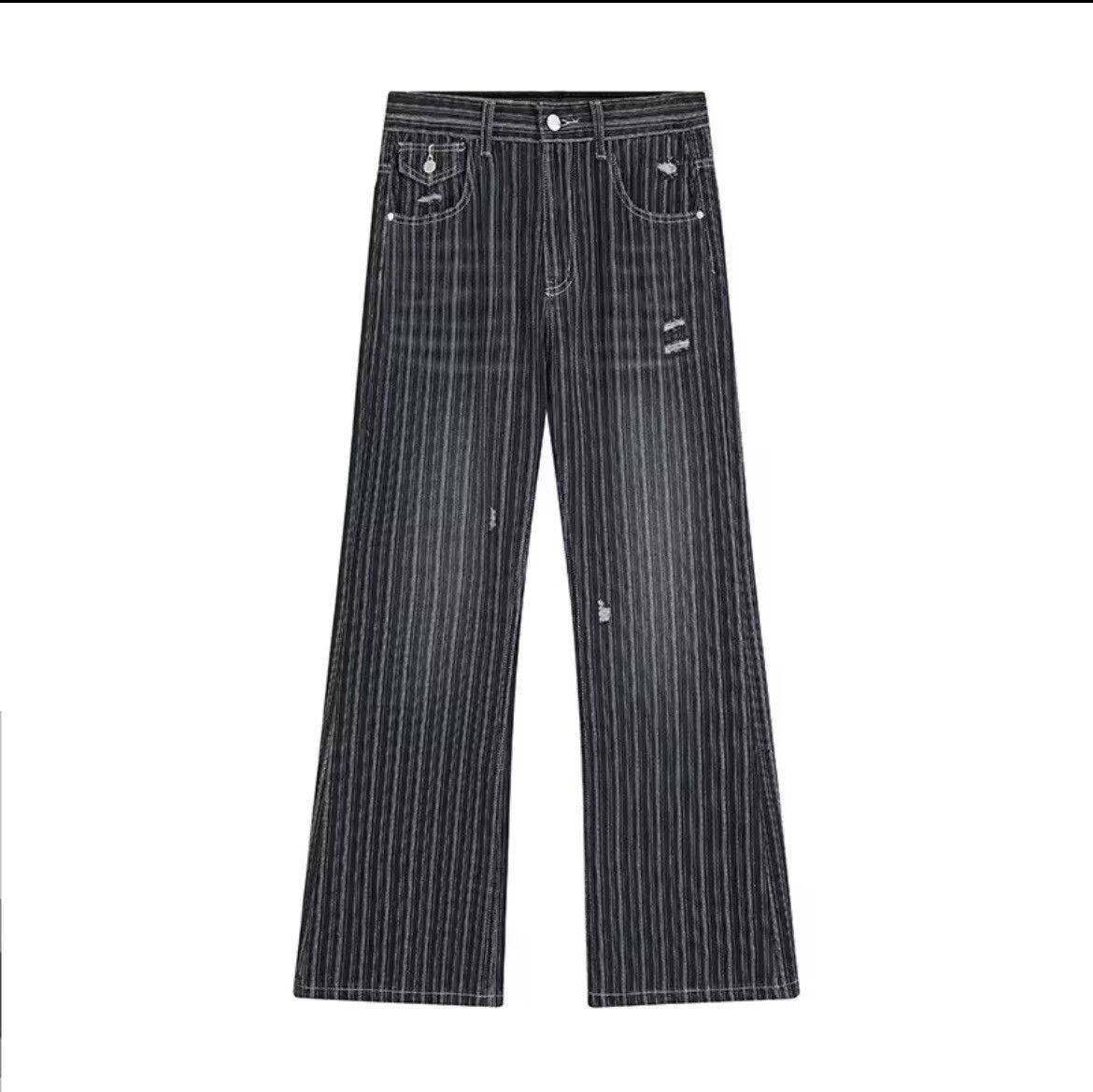 Japanese Brand Vertical Nail Button Washed Jeans Striped Size US 30 / EU 46 - 1 Thumbnail