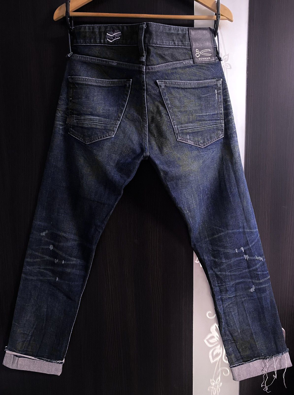 DENHAM Razor Washed Distressed Patchwork Stitched Fringed Torn Size US 30 / EU 46 - 3 Thumbnail
