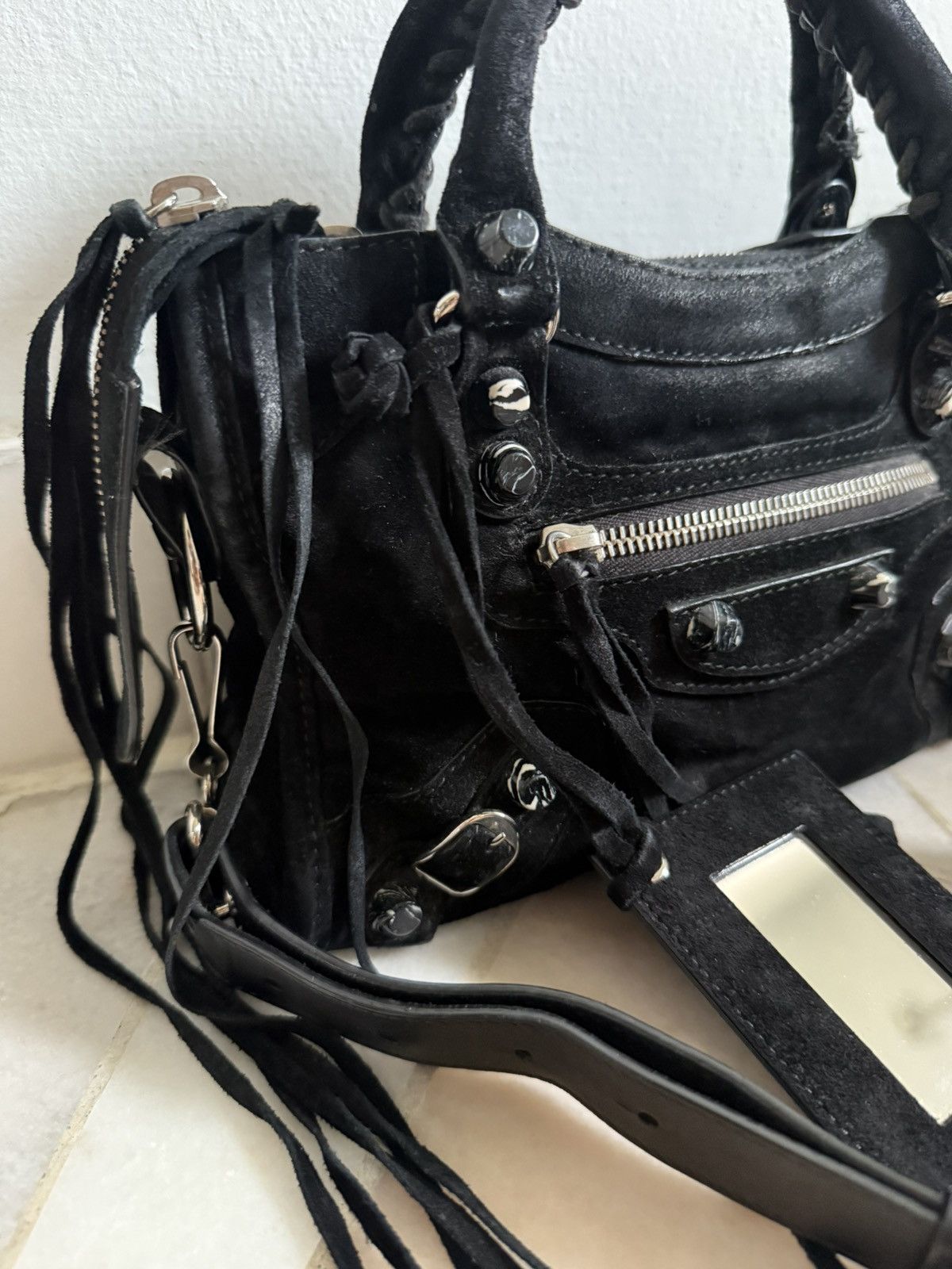 Balenciaga Balenciaga Classic Mini City Black Suede bag Size ONE SIZE - 9 Thumbnail