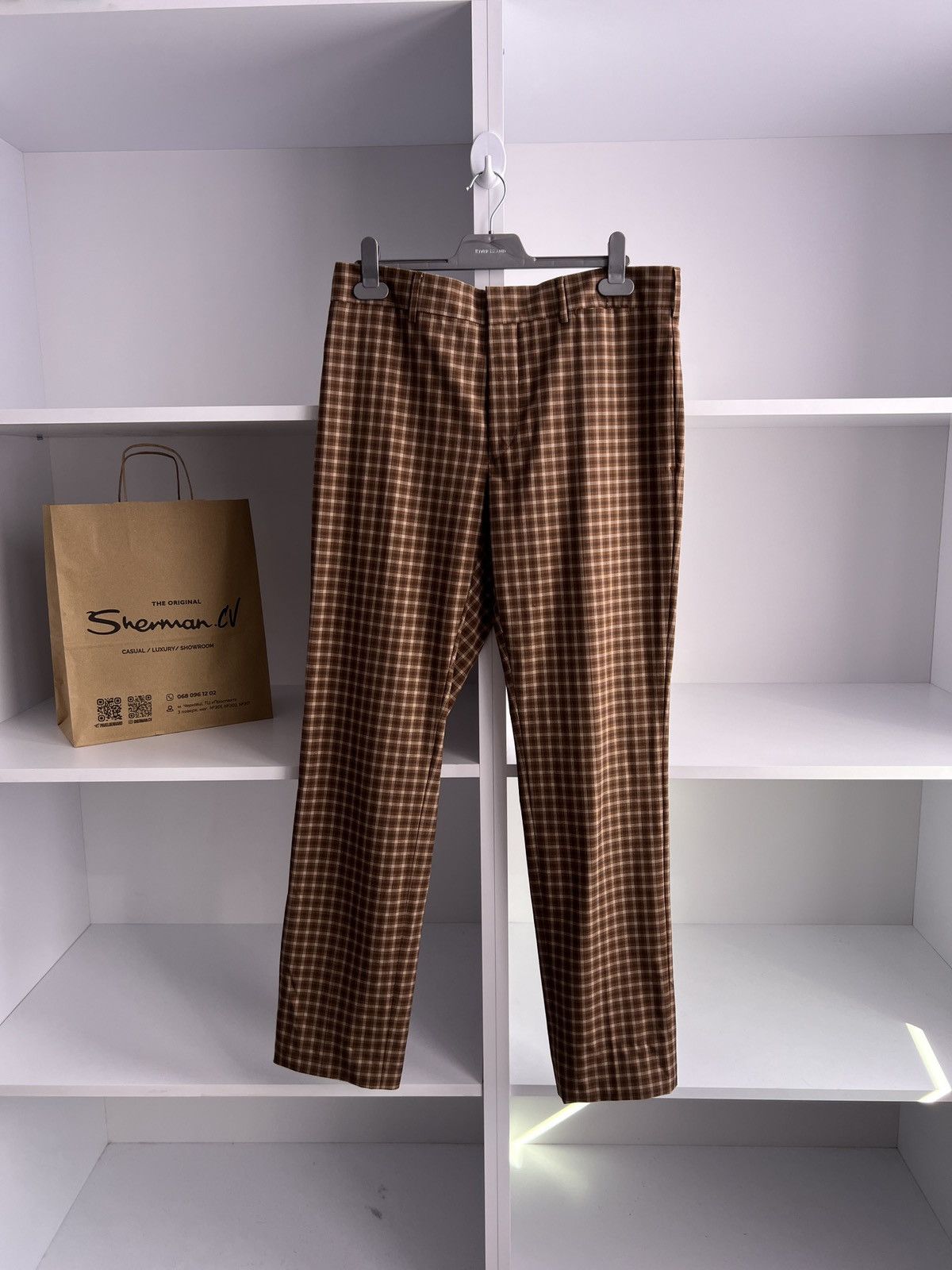 Prada Vintage Prada Milano Brown Check Straight Cotton pants Size US 32 / EU 48 - 1 Thumbnail