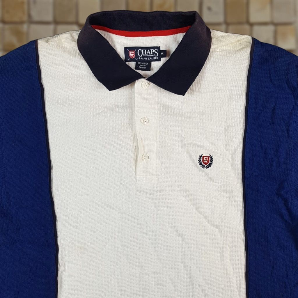 Chaps VINTAGE Chaps Golf Polo Shirt Striped Collared Polo Size M Blue Cotton Knit 90s Preppy Golf Logo Shirt Mens Size US M / EU 48-50 / 2 - 1 Thumbnail