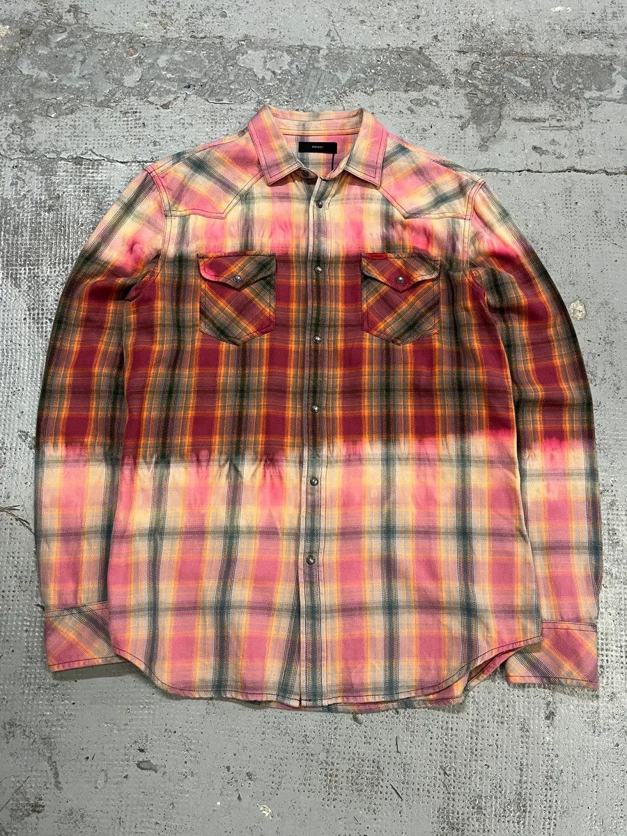 Diesel Diesel Summer Bleached Effect Western Checked Pink Shirt Size US M / EU 48-50 / 2 - 1 Thumbnail