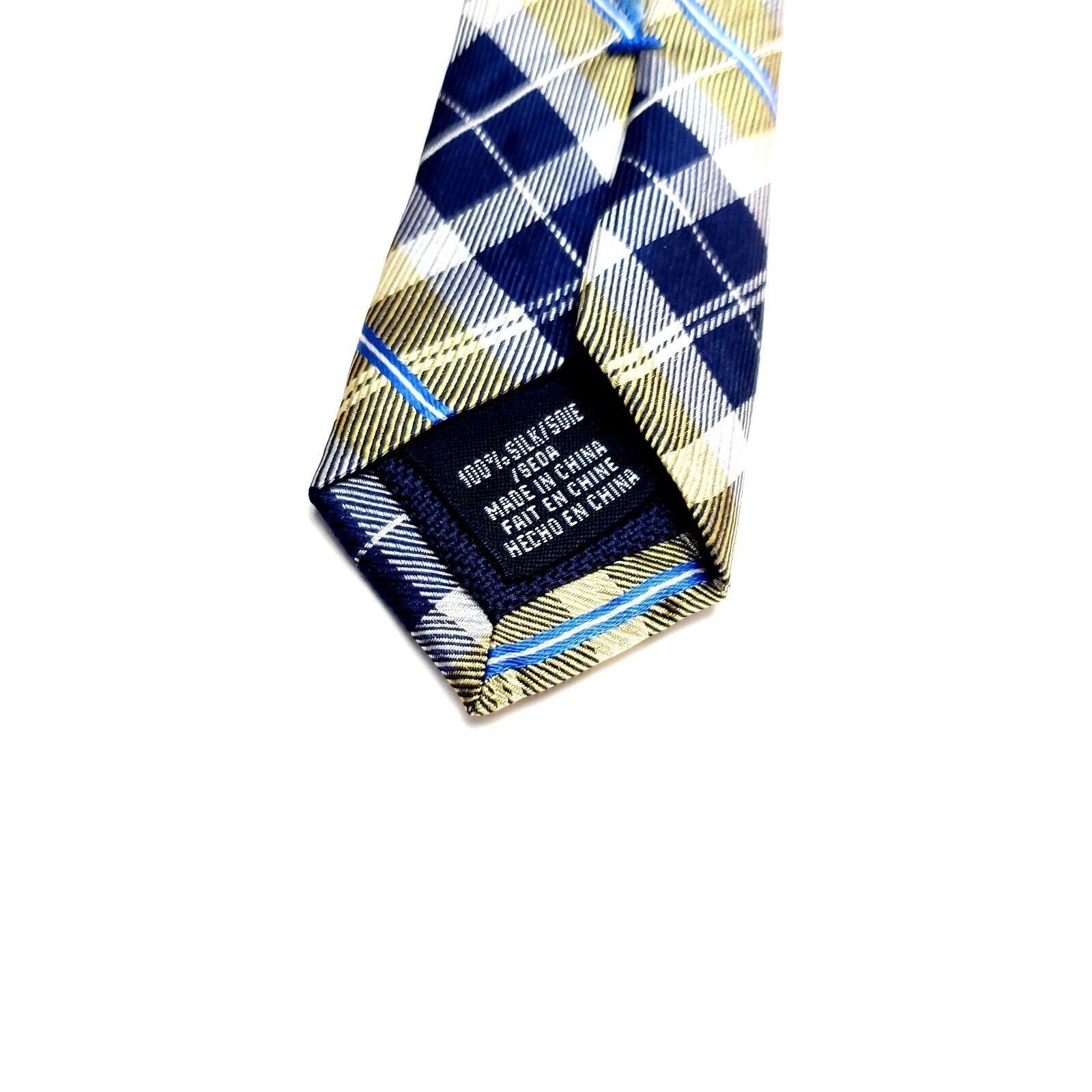 Nautica Nautica Silk Tie Print Blue Yellow Plaid Skinny Size ONE SIZE - 4 Thumbnail