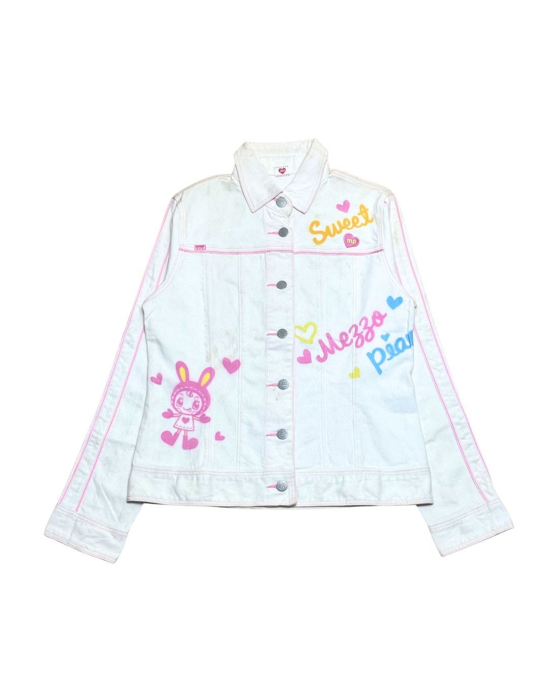 Japanese Brand Mezzo Piano Sweet Graphic Denim Jacket Size S / US 4 / IT 40 - 2 Thumbnail