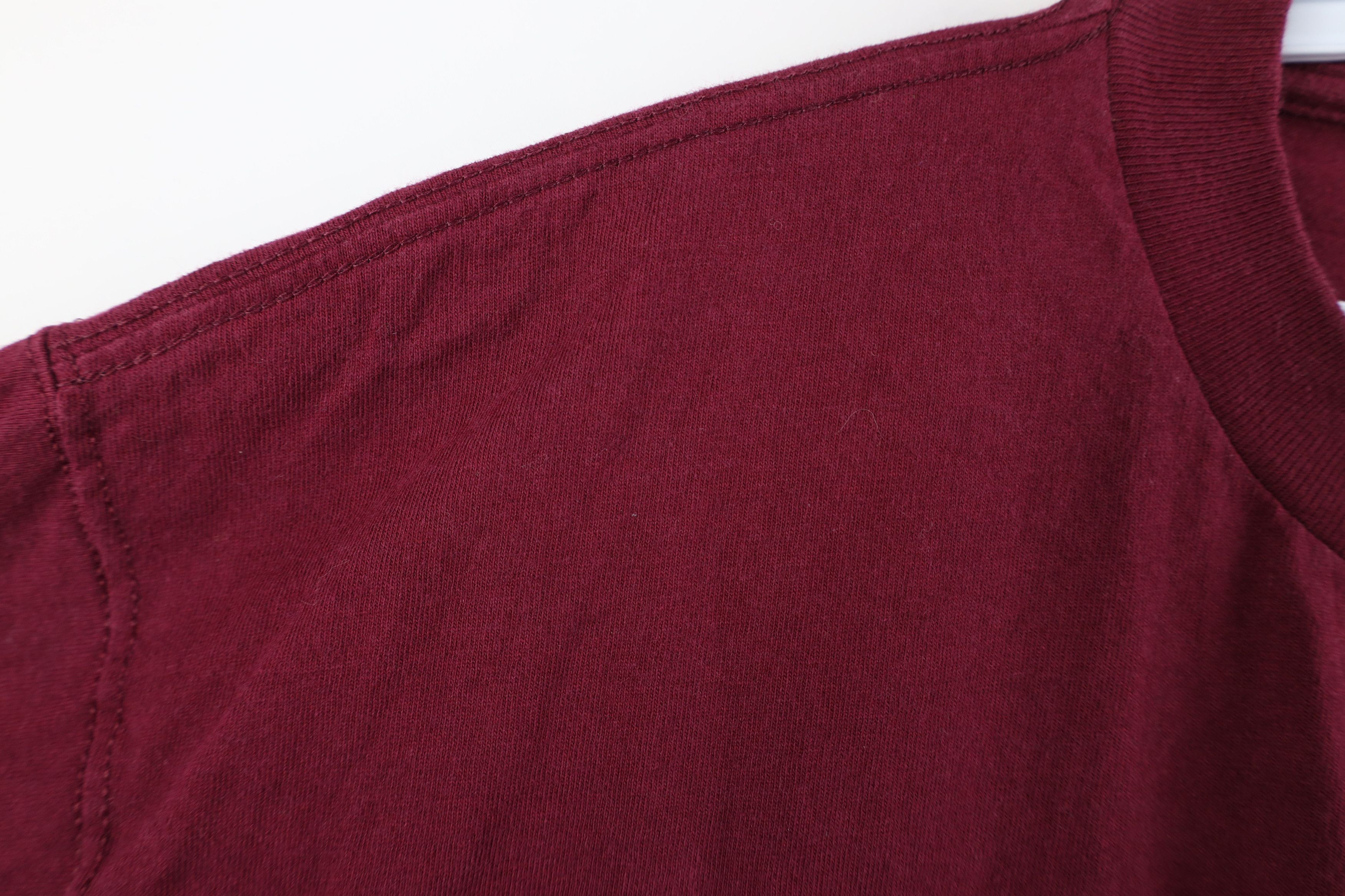 Vintage Vintage 90s Streetwear Heavyweight Cotton T-Shirt Burgundy Size US XL / EU 56 / 4 - 8 Thumbnail