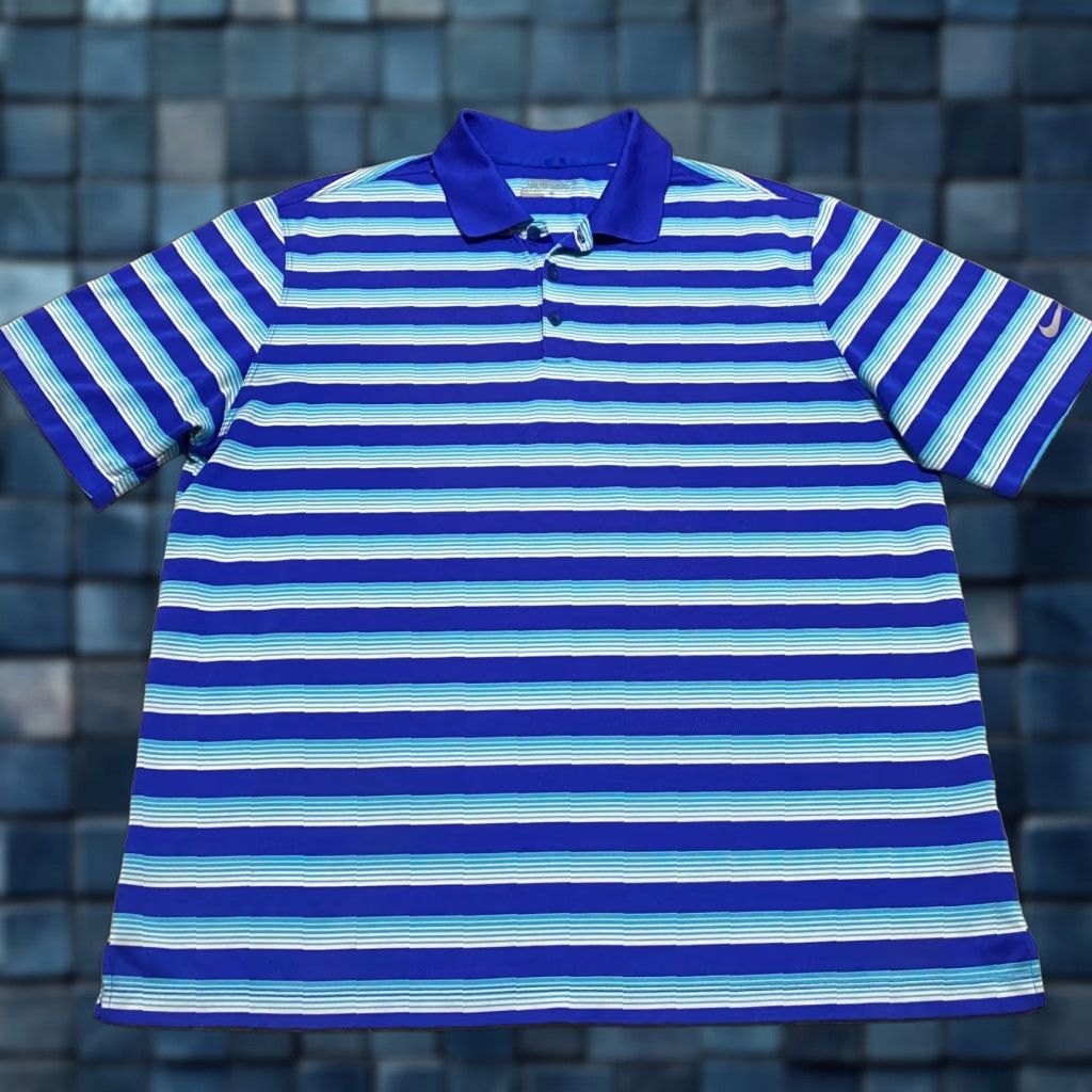 Nike Nike Golf Polo Shirt Men XL Dri-Fit Striped Blue Short Sleeve Athletic Size US XL / EU 56 / 4 - 1 Thumbnail
