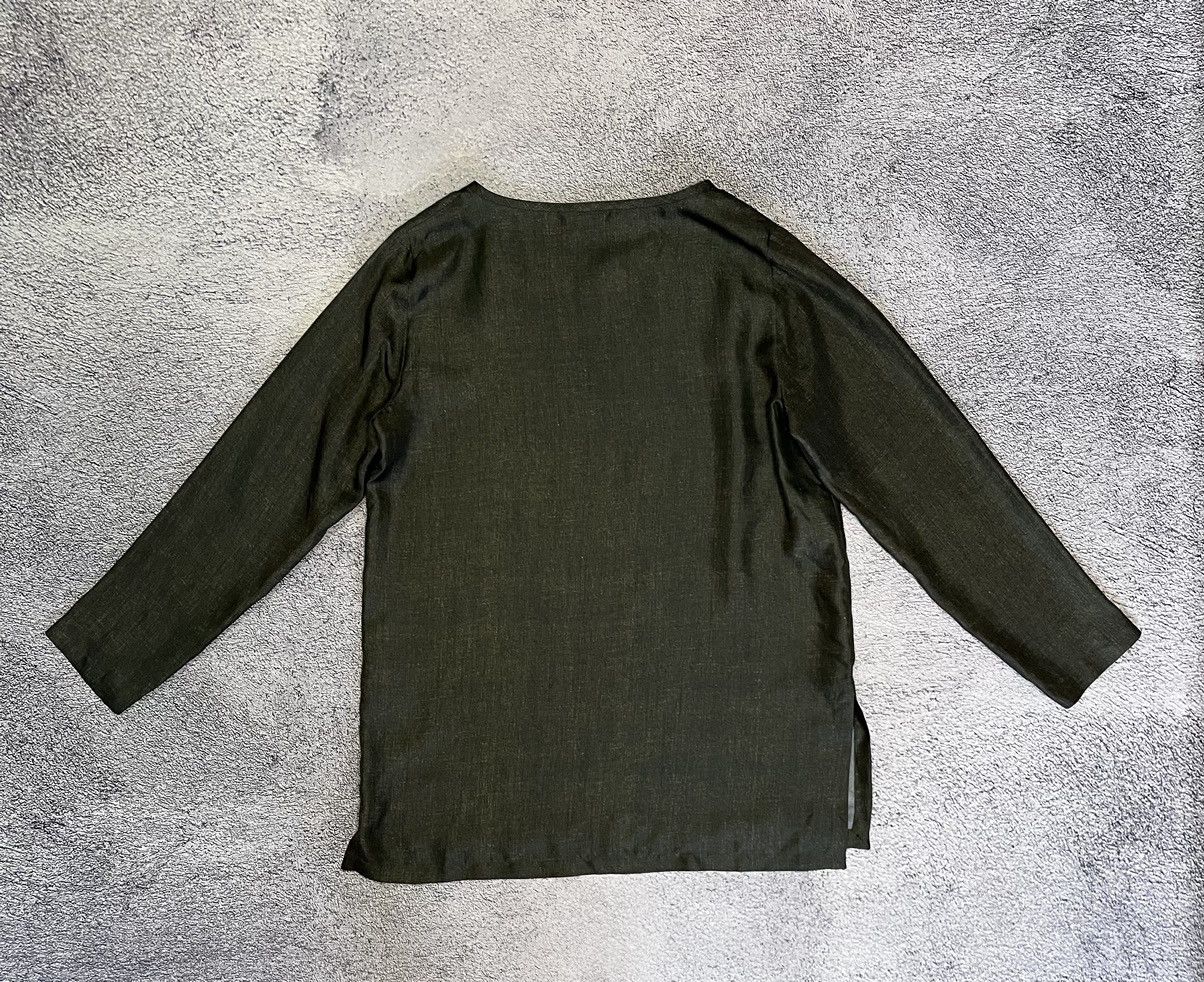 Max Mara Max Mara 100% Silk Blouse Dark Olive IT 46 Italy Elegant Top Size L / US 10 / IT 46 - 9 Thumbnail
