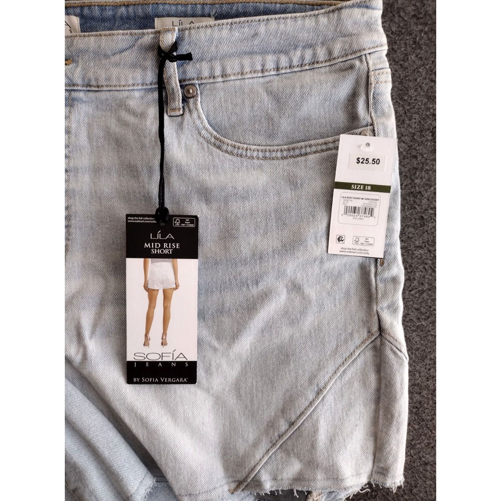 Vintage Sofia Vergara Jeans Lila Mid Rise Hi-Low Hem Light Wash Denim Shorts 18 Womens Plus Size Blue Pants Short Size 40" / US 18 - 6 Thumbnail