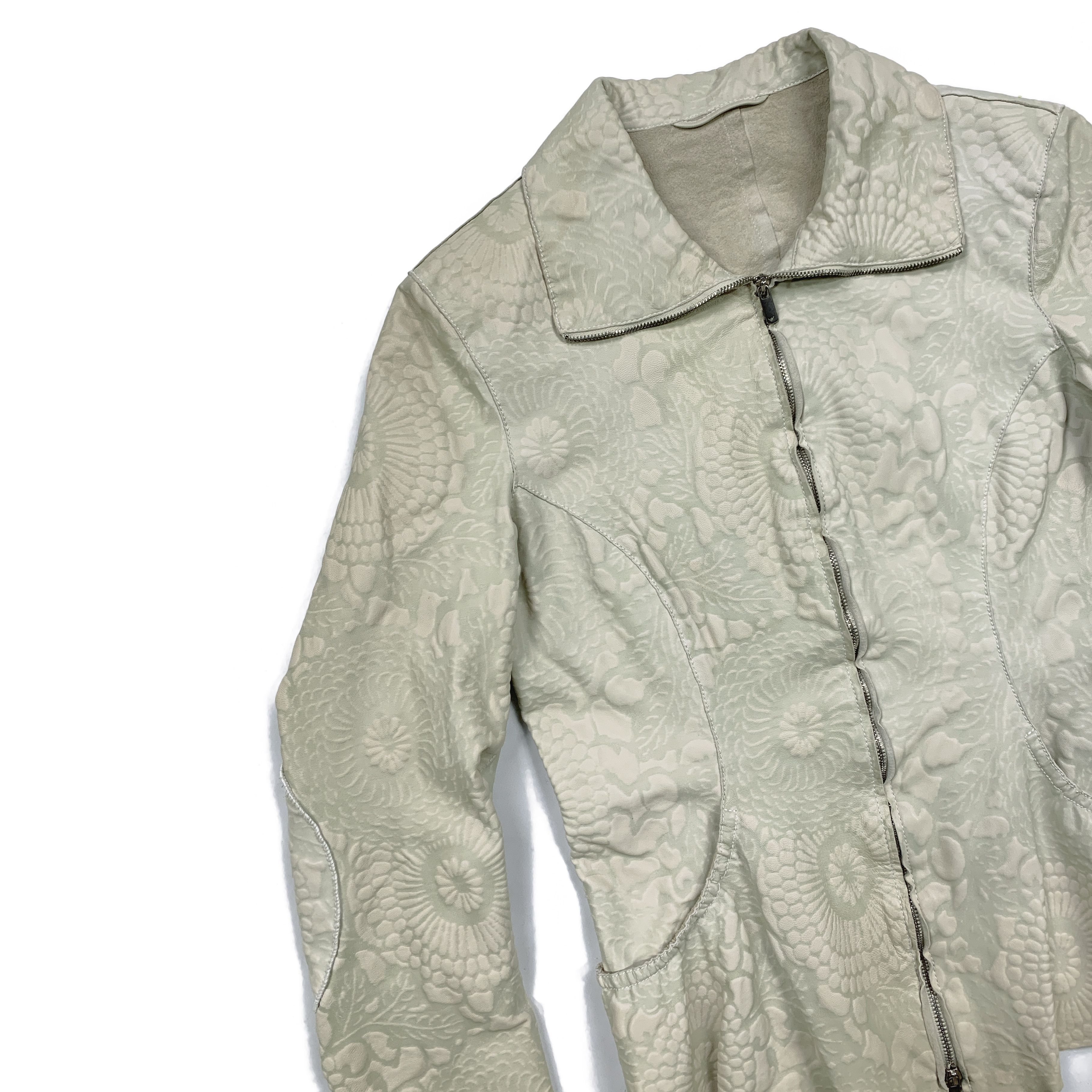 Armani × Emporio Armani 00s Floral Textured Leather Jacket Size M / US 6-8 / IT 42-44 - 4 Thumbnail