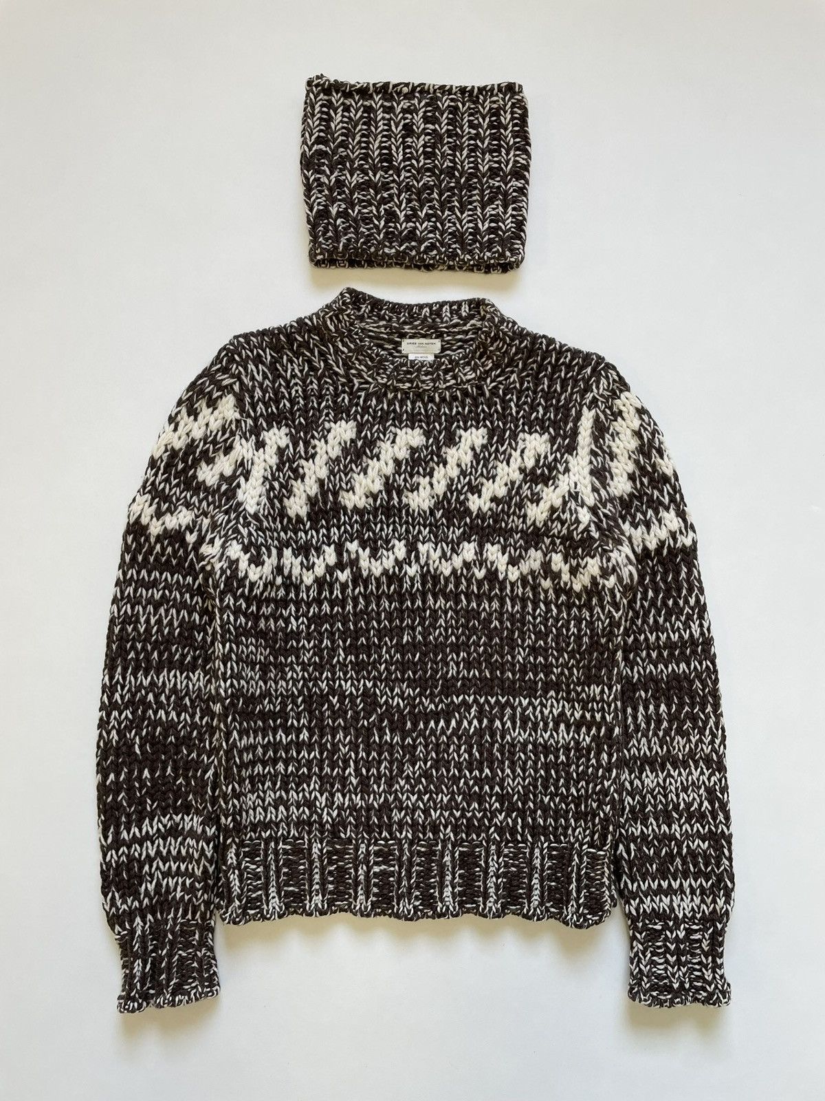 Dries Van Noten Early 2000s Brown/Cream Patterned Sweater Size US M / EU 48-50 / 2 - 1 Thumbnail