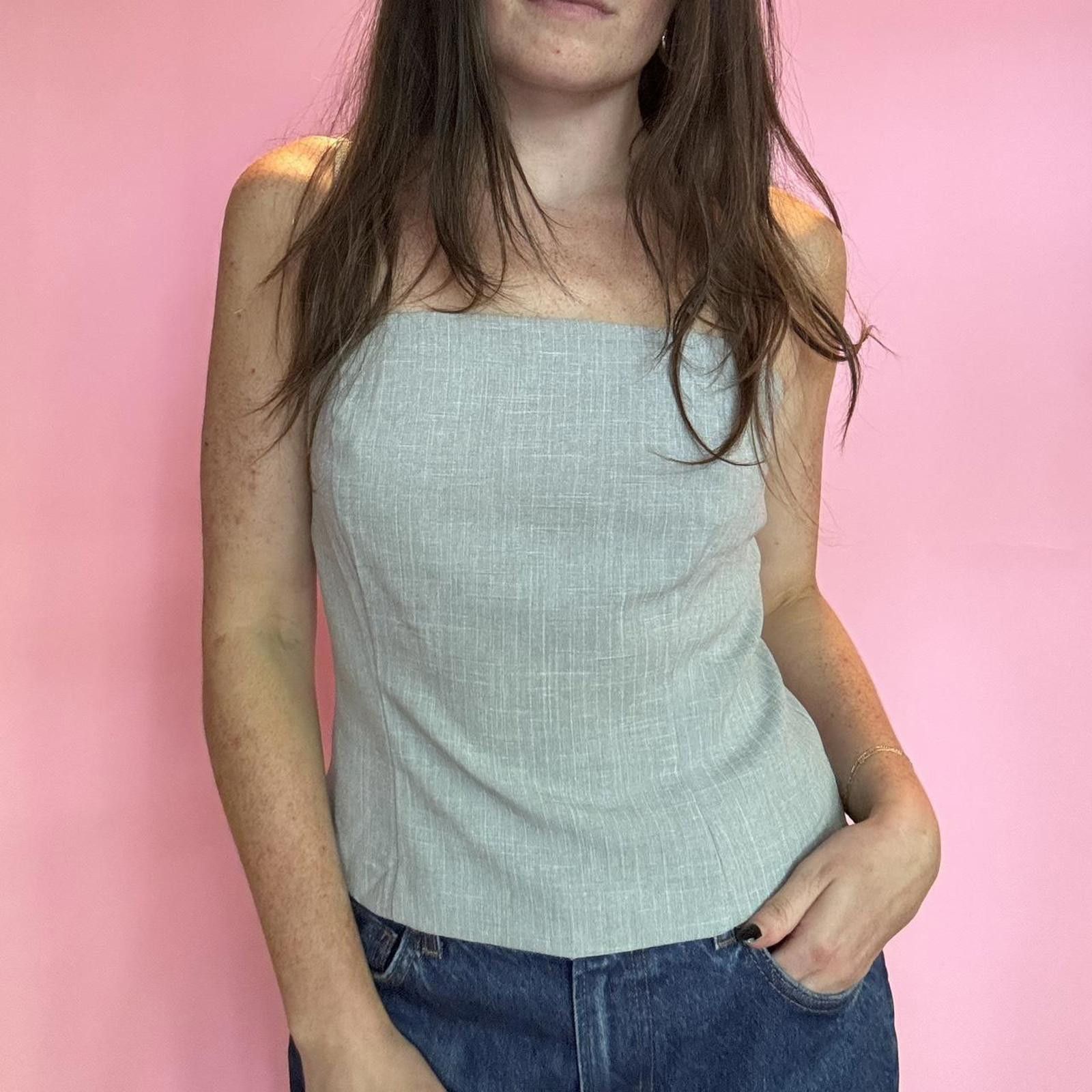 Vintage 1990S PINSTRIPE TANK TOP Size M / US 6-8 / IT 42-44 - 1 Thumbnail