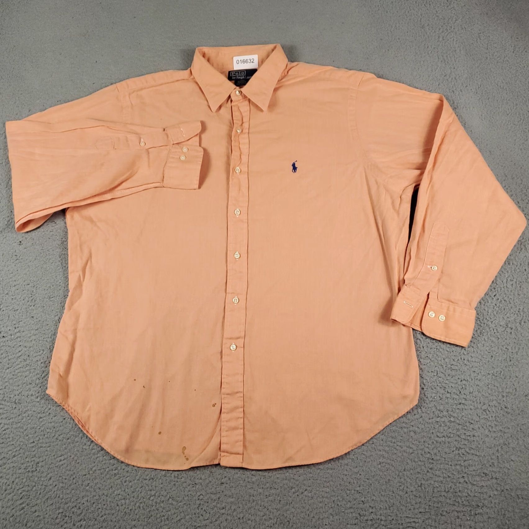 Ralph Lauren Ralph Lauren Dress Shirt Mens 17.5 Orange Striped Long Sleeve Button Up Workwear Size 46R - 3 Thumbnail