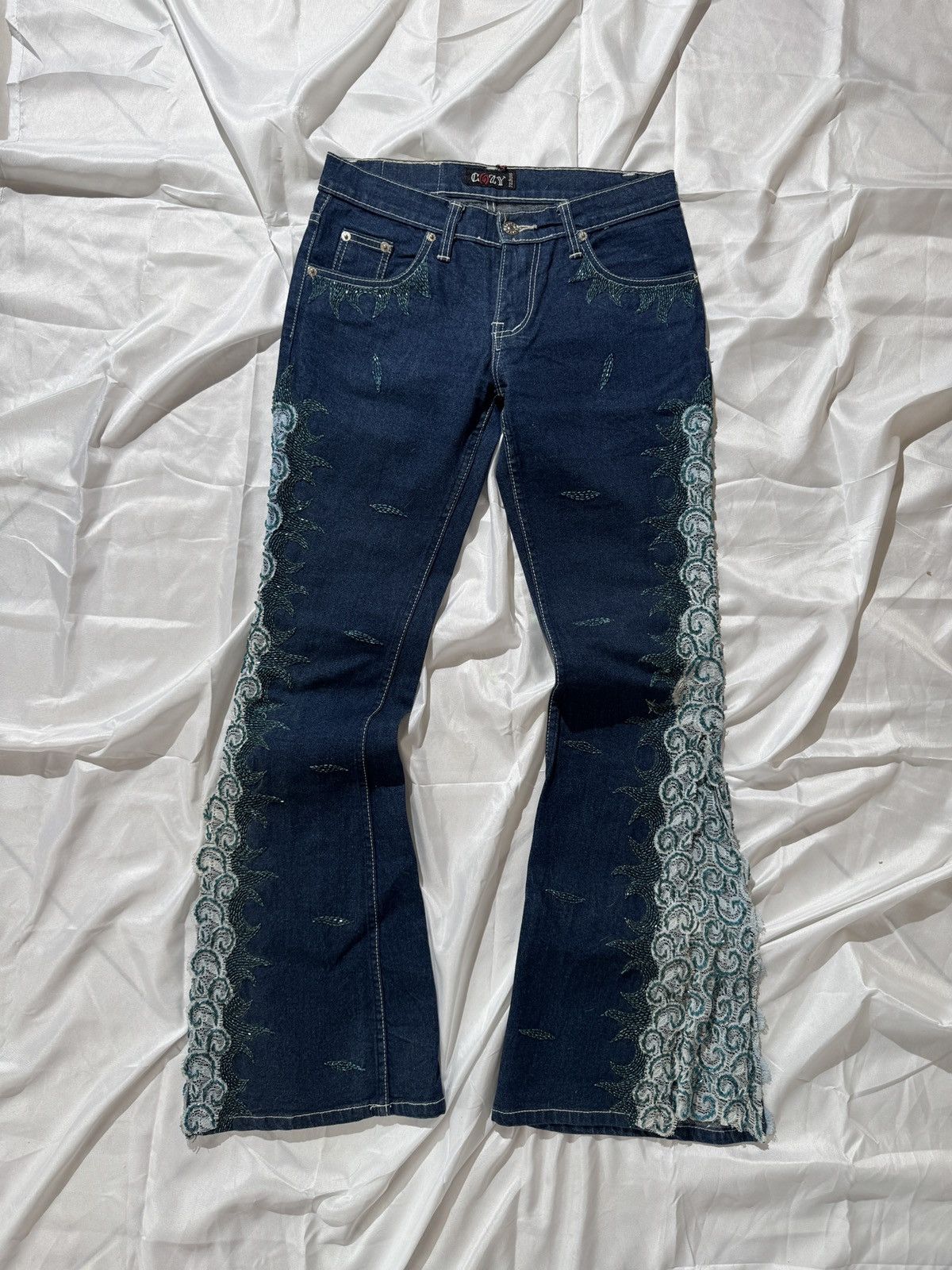 Hysteric Glamour Vintage Pearl Details Super Flared Jeans Size 28" / US 6 / IT 42 - 3 Thumbnail