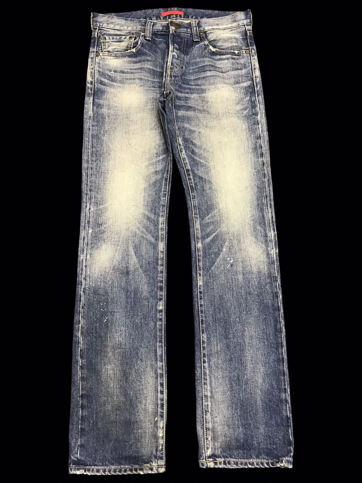 Japanese Brand 💥Insane 90s Style💥Red Card Stone Wash Fades Denim F454 Size US 32 / EU 48 - 1 Thumbnail