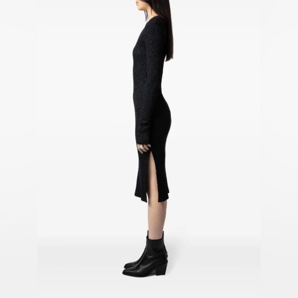 Zadig & Voltaire Zadig & Voltaire Ruby Heavy Rib Lurex Midi Dress Black Spar Size L / US 10 / IT 46 - 1 Thumbnail