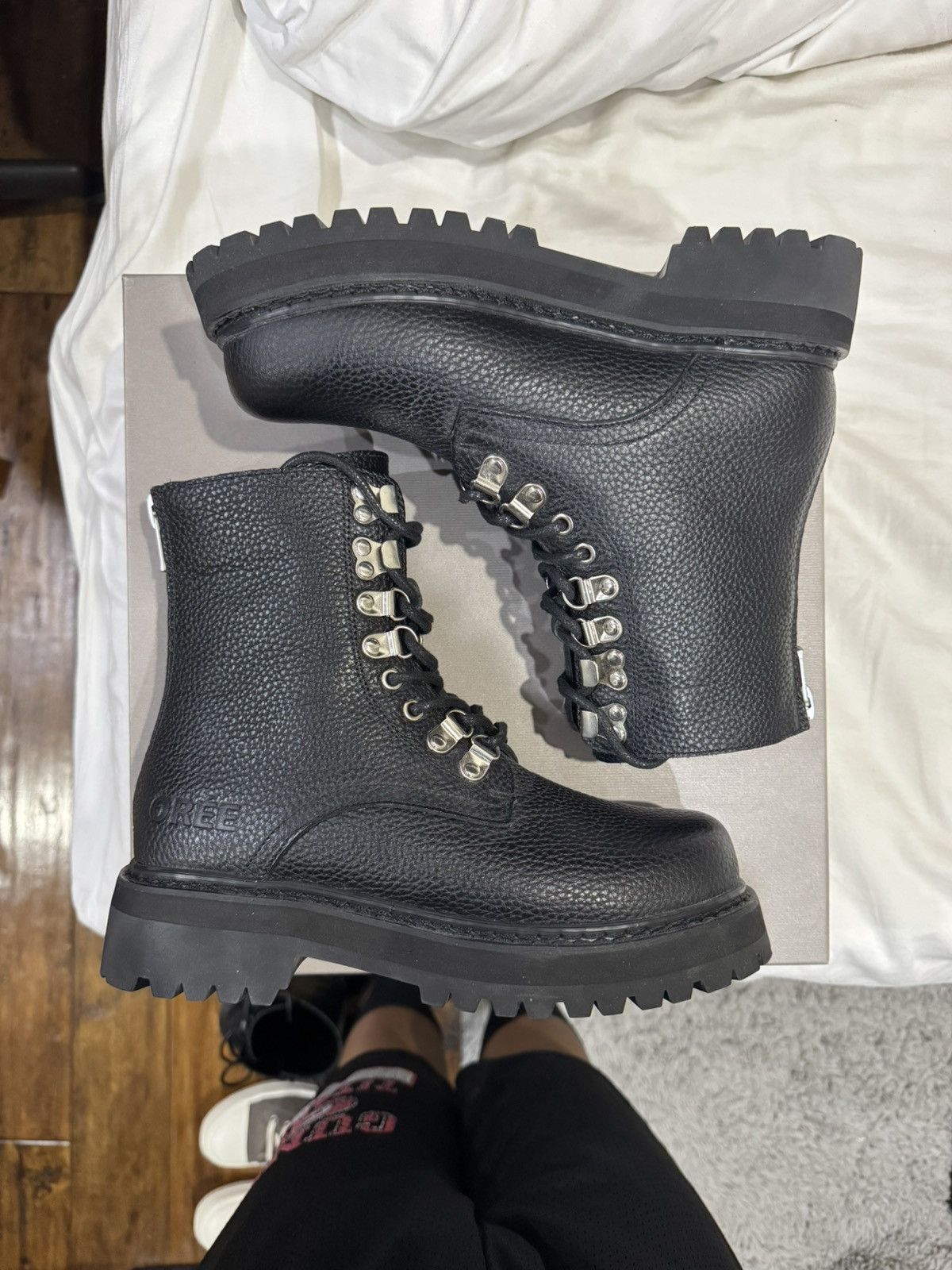 Oree New York Oree NY Infantry Lace Up Combat Boot Black Leather 6 38.5 39 Size US 6 / EU 39 - 2 Thumbnail