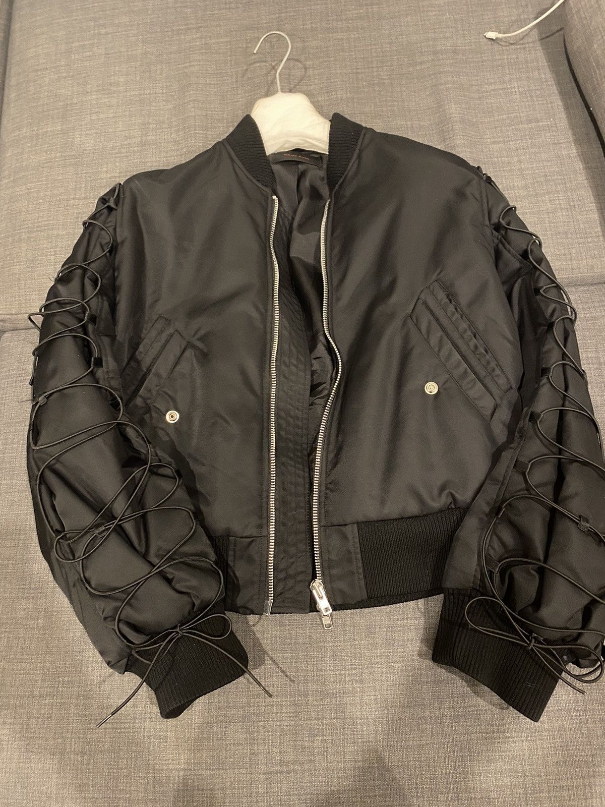 image of Simone Rocha Lace-Up Bomber in Black, Women's (Size Large)