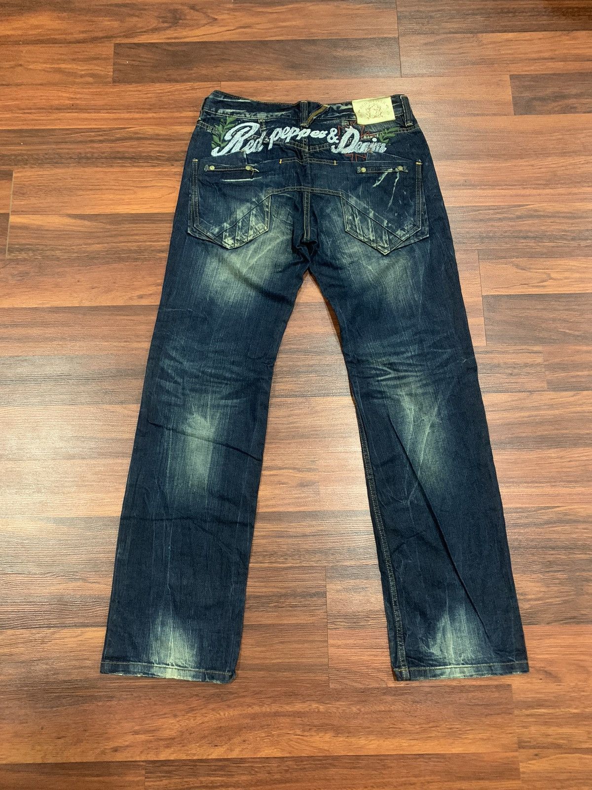 If Six Was Nine Red Pepper Embroidered Jeans Pants Size US 34 / EU 50 - 1 Thumbnail