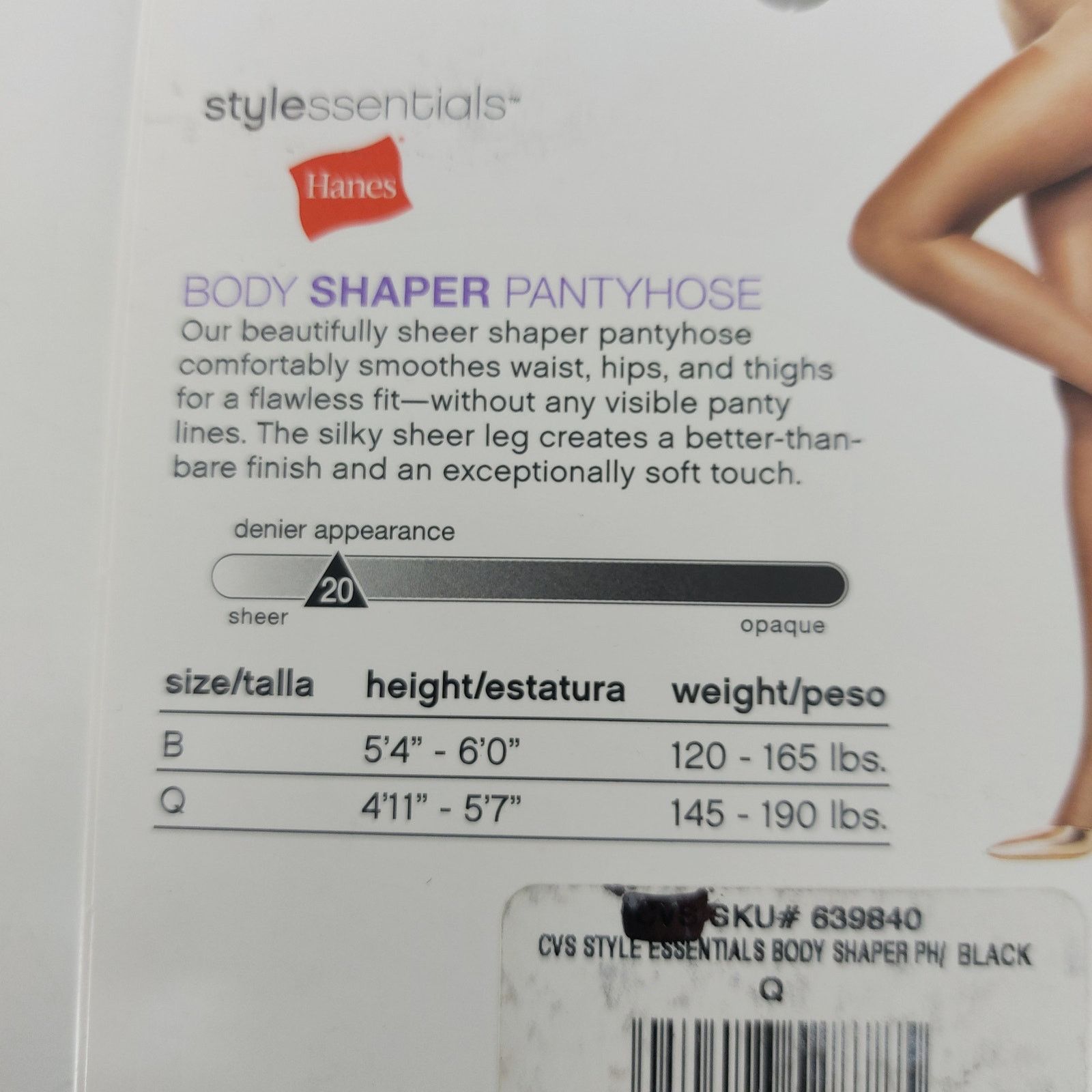 Hanes Hanes Black Q Stylessentials Body Shaper Pantyhose Silky Size ONE SIZE - 4 Thumbnail
