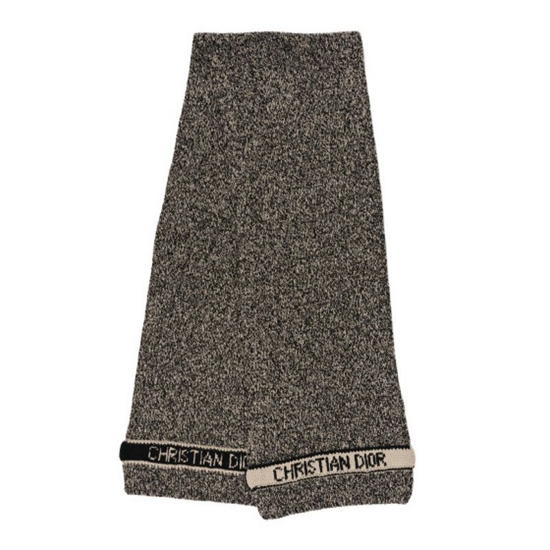 Christian Dior Monsieur Christian Dior Beige Black Marled Wool Cashmere Blend Scarf Size ONE SIZE - 2 Thumbnail