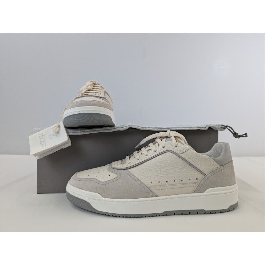 Brunello Cucinelli o1rshd1 Leather Low-Top Sneakers in White / Grey / Cream Size US 9 / EU 42 - 19 Thumbnail