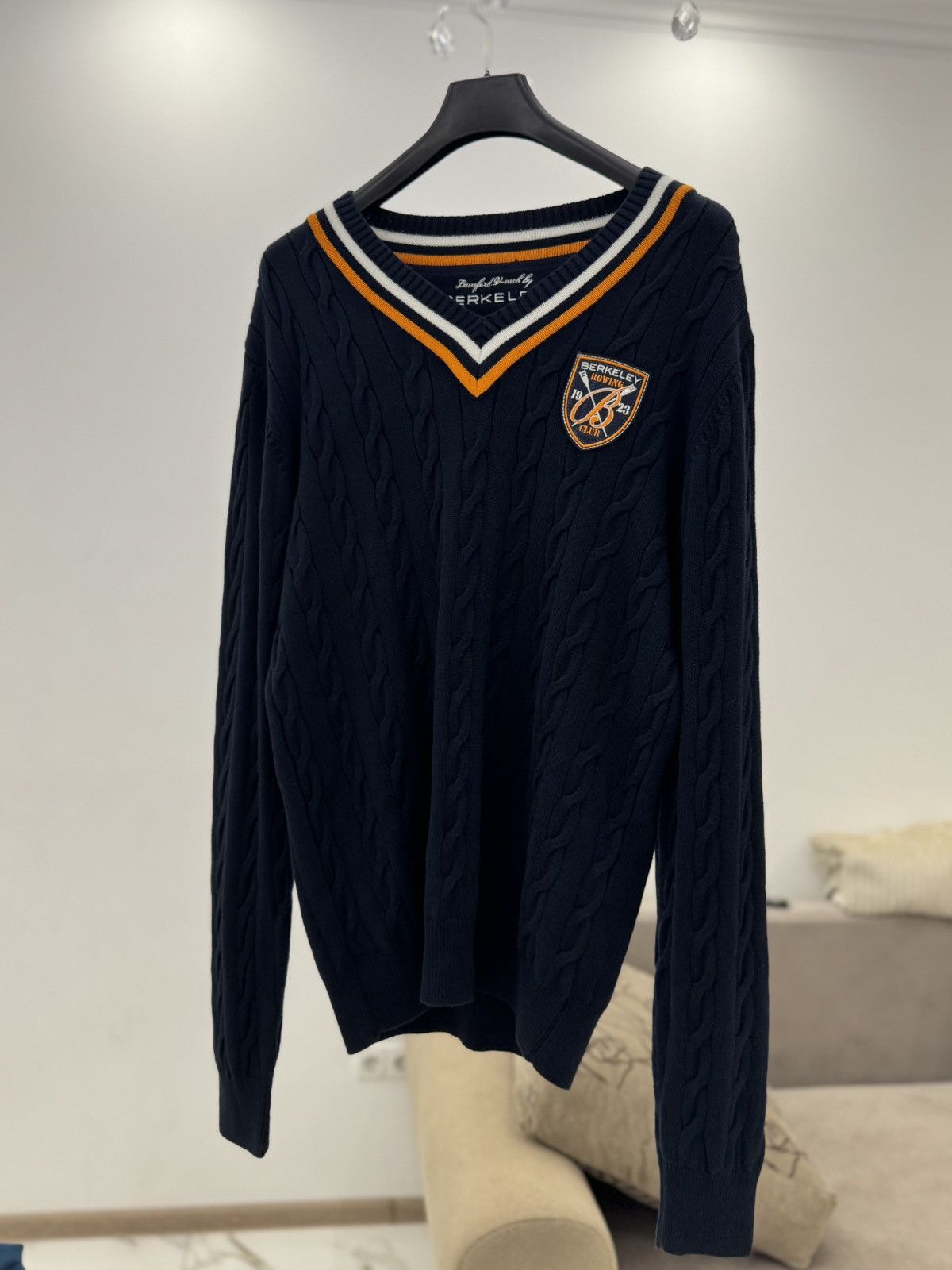Vintage Berckeley Cable Knit V Neck Cricket Sweater Size US L / EU 52-54 / 3 - 2 Thumbnail