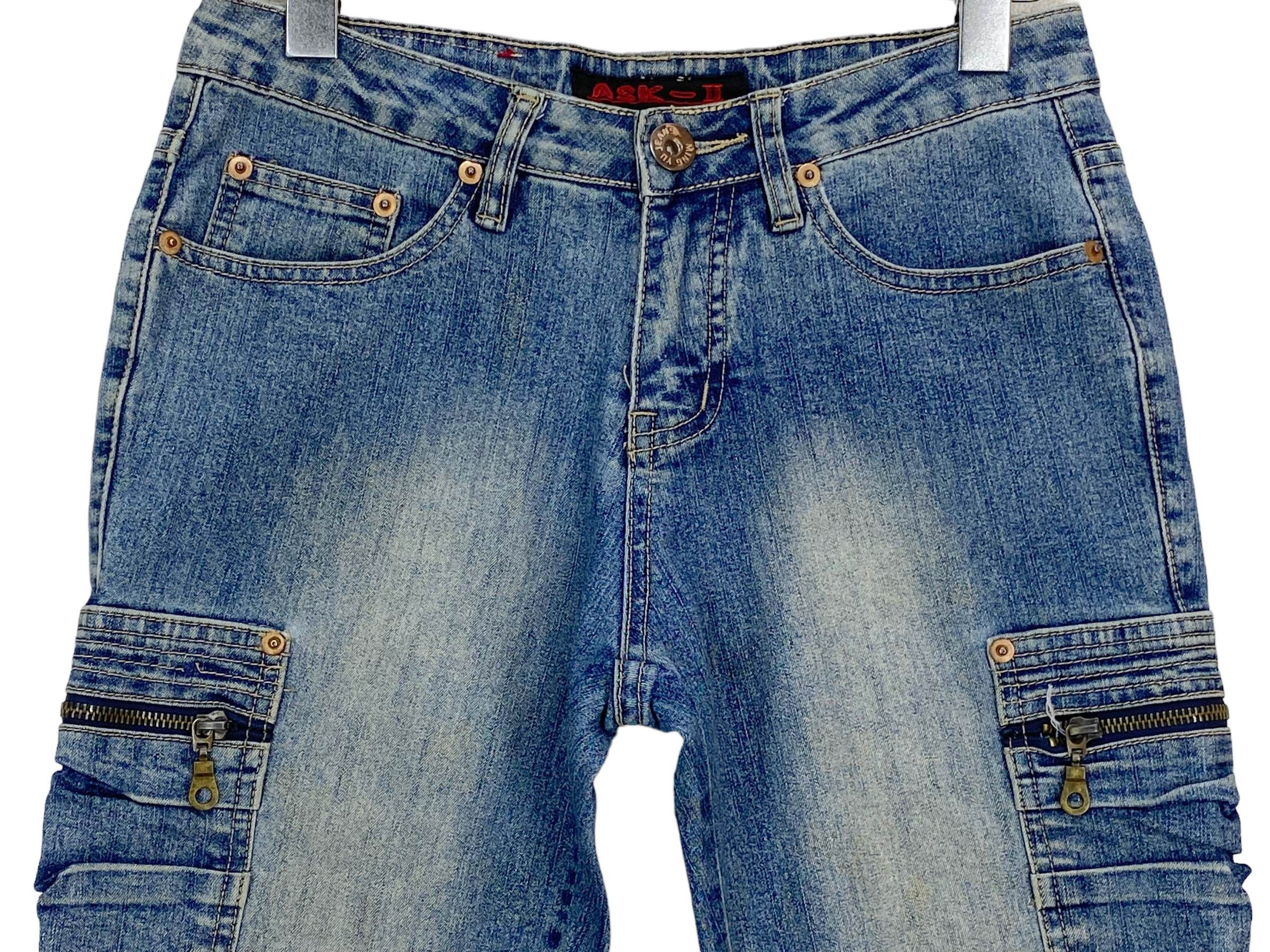Japanese Brand ASK II Hip Hop Skateboard Jeans Cargo Baggy Jeans Size US 28 / EU 44 - 3 Thumbnail