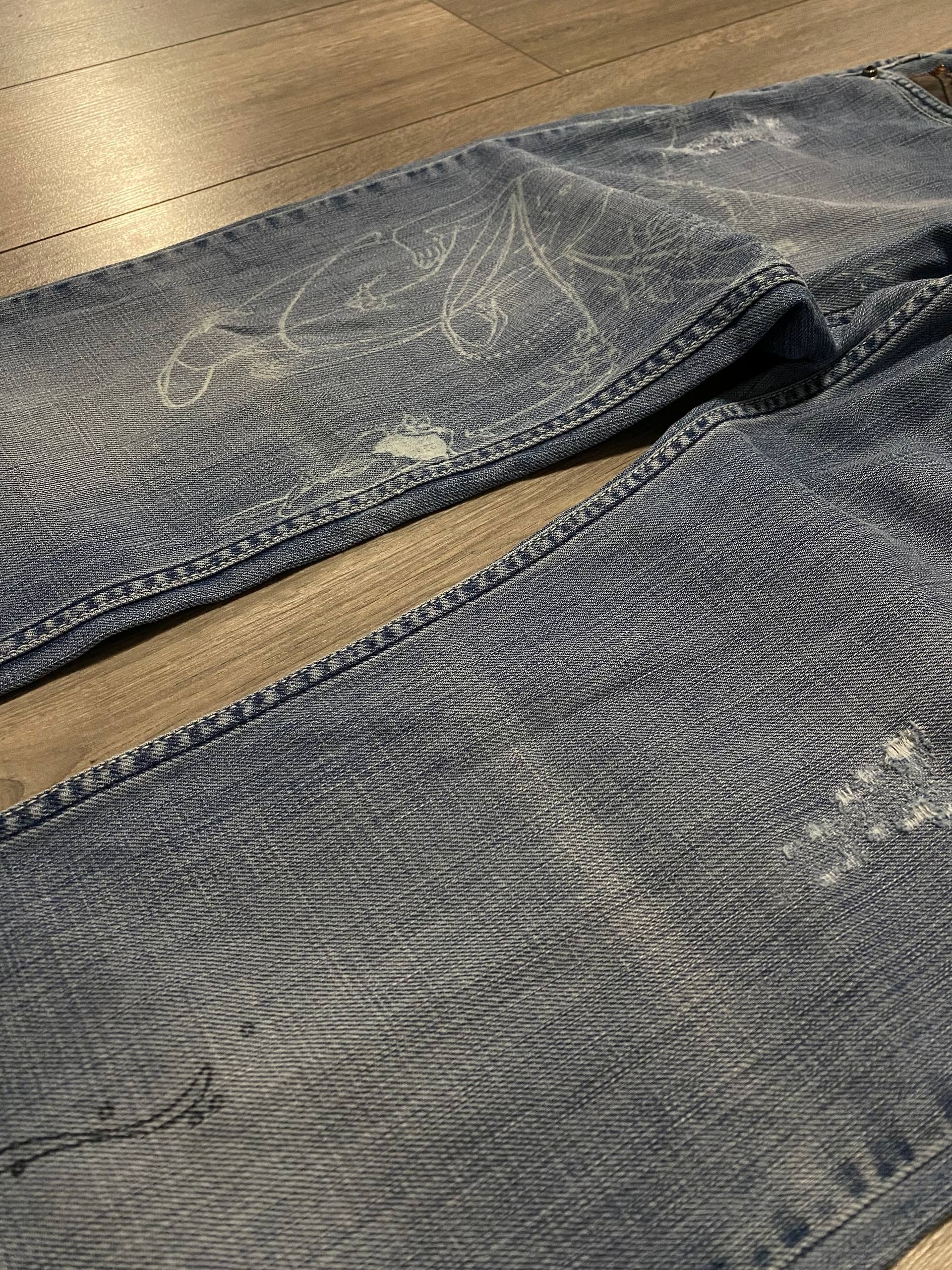 Roberto Cavalli Roberto Cavalli Vintage Baggy Jeans Big Logo Painted 90s Size US 31 - 9 Thumbnail