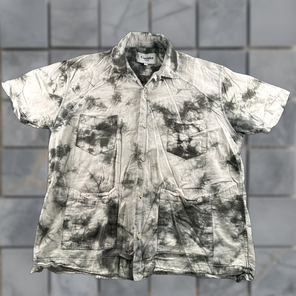 Corridor Corridor Shirt Mens L Button Tie Dye Gray Pocket Collar Size US L / EU 52-54 / 3 - 1 Thumbnail