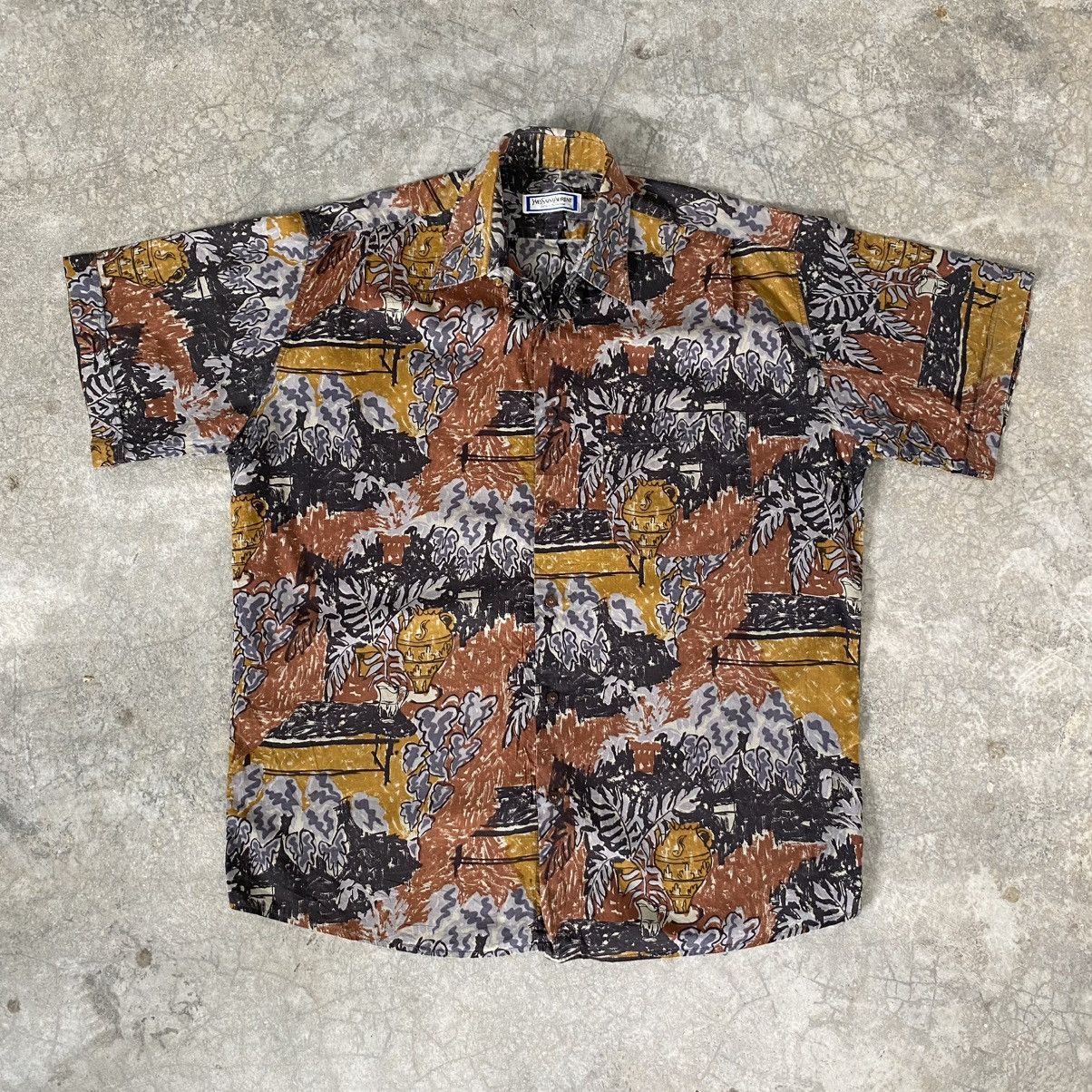 Yves Saint Laurent Vintage 90’s YSL Pour Homme Batik Abstract Button Ups Shirts Size US L / EU 52-54 / 3 - 1 Thumbnail