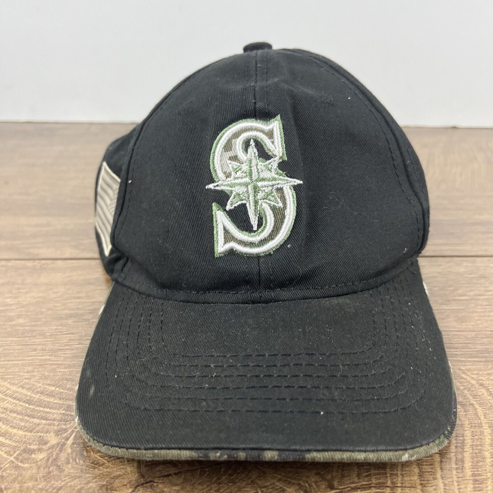 Other Seattle Mariners MLB Hat USA Flag Patch Black Hat Adjustable Size ONE SIZE - 6 Thumbnail
