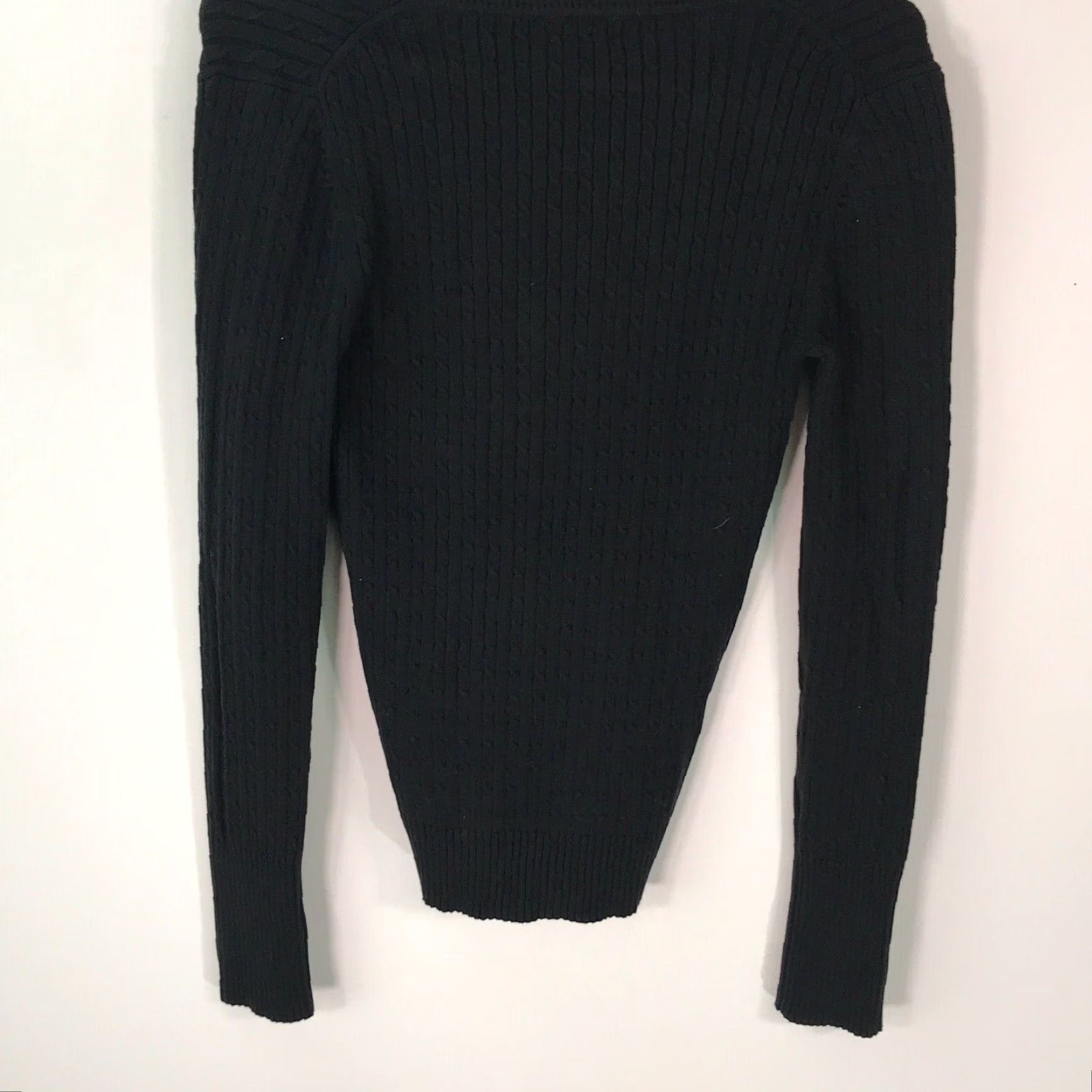 Old Navy Old Navy Womens Cable Knit Pullover Sweater Black V-Neck Long Sleeve Size 5 Casual Size S / US 4 / IT 40 - 2 Thumbnail