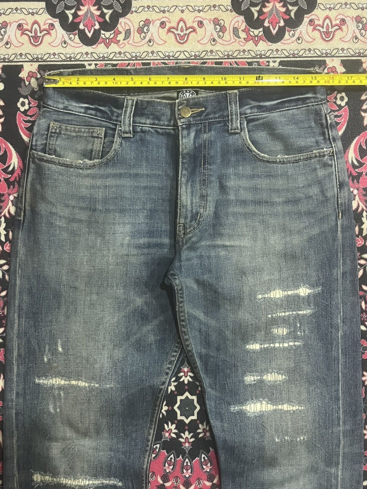 Japanese Brand Vintage And Suns Trust No One Sashiko Blue Whisker Jeans Size US 30 / EU 46 - 13 Thumbnail